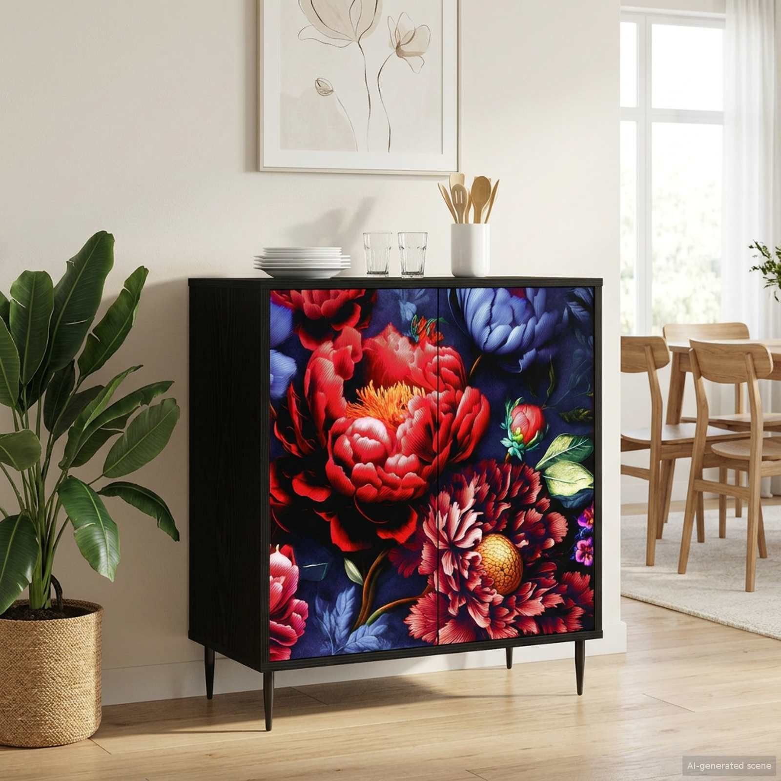 vidaXL Sideboard KIEL Schwarz Eichen-Optik 69 x 33 x 76 cm