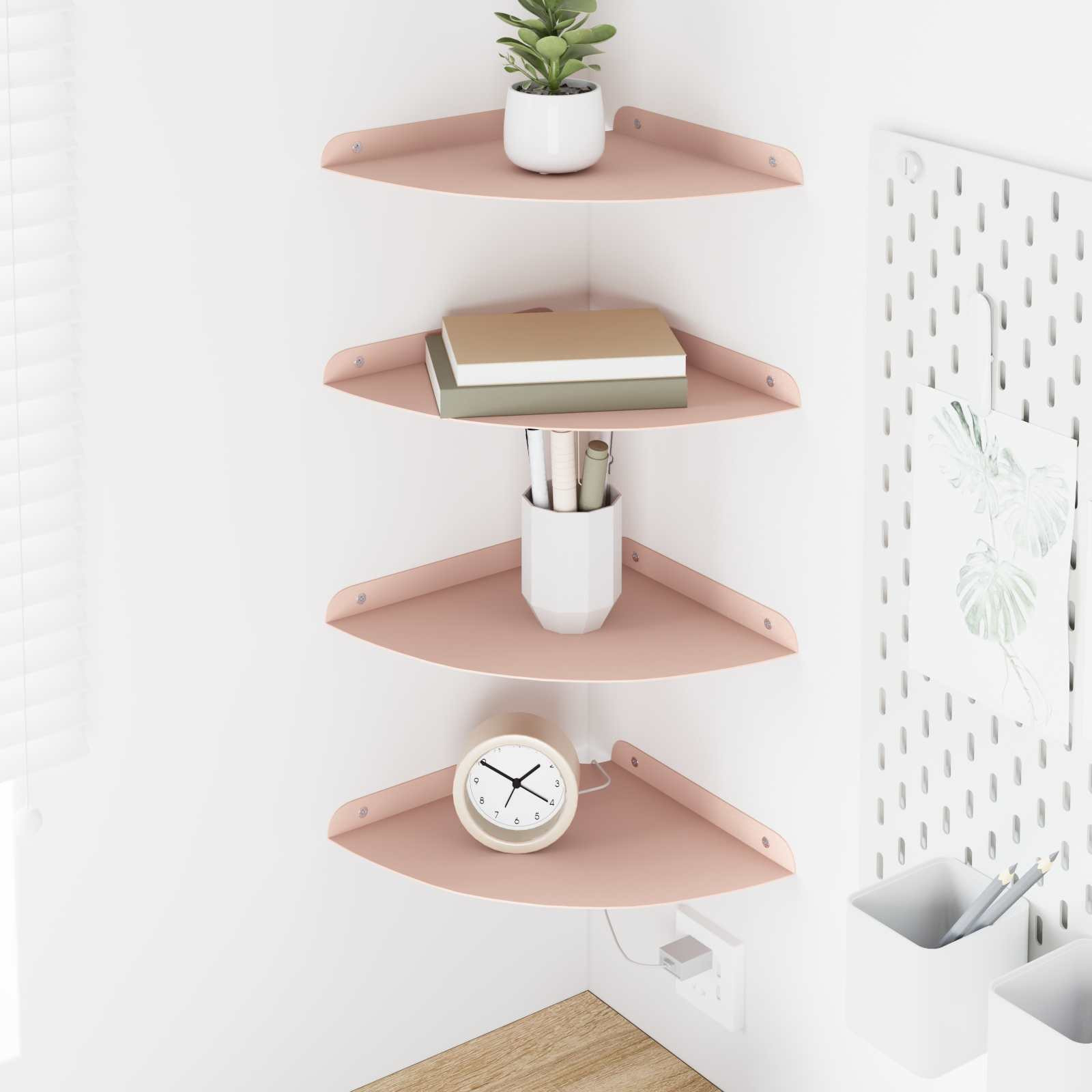vidaXL Schwebendes Regal mit Regal 4 pcs Rosa 24 x 24 x 2 cm