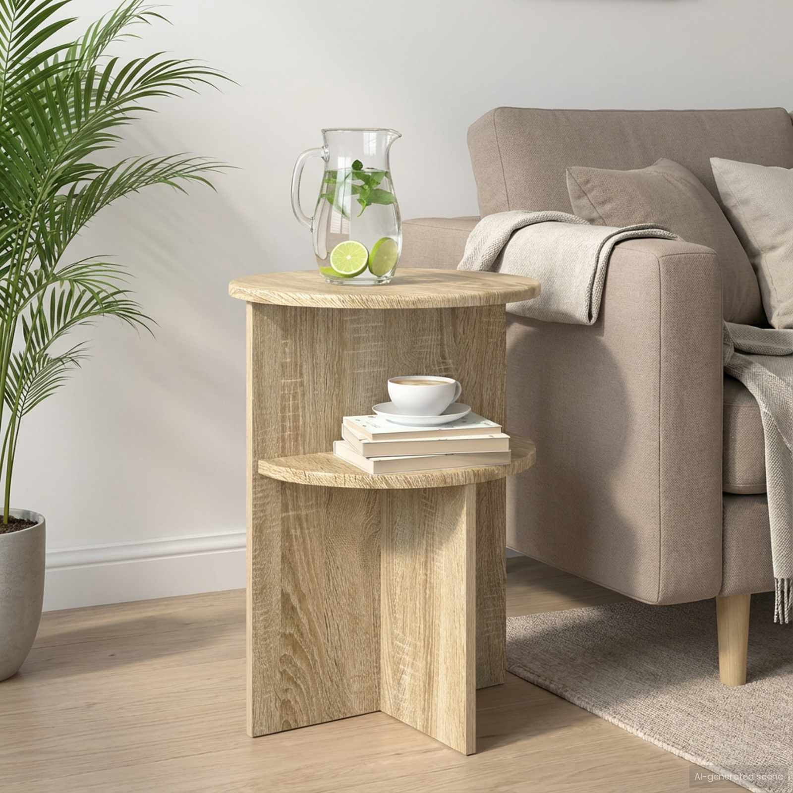 vidaXL Beistelltisch Sonoma-Eiche Ø 39,5 x 55 cm Holzwerkstoff