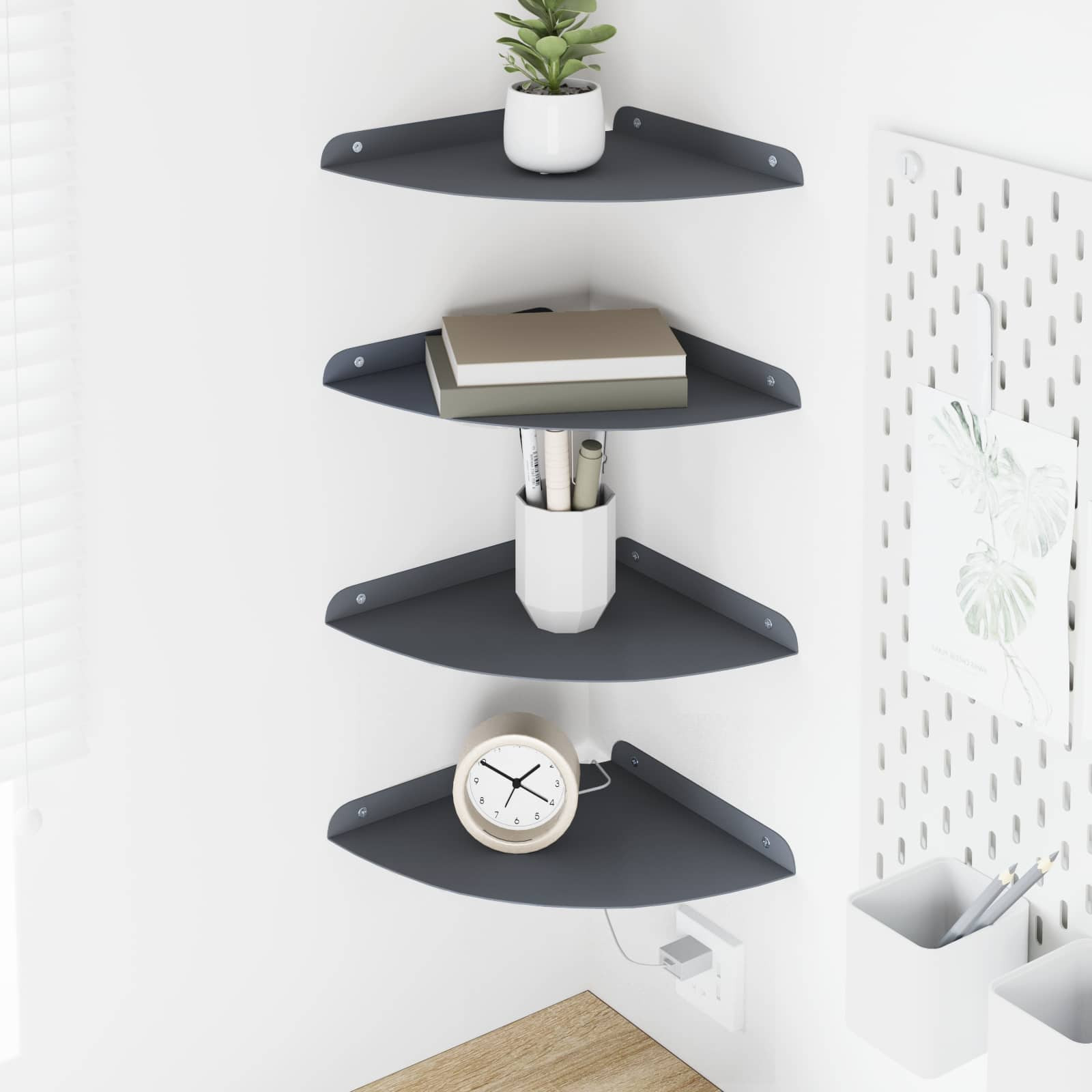 vidaXL Schwebendes Regal mit Regal 4 pcs Anthrazit 24 x 24 x 2,3 cm