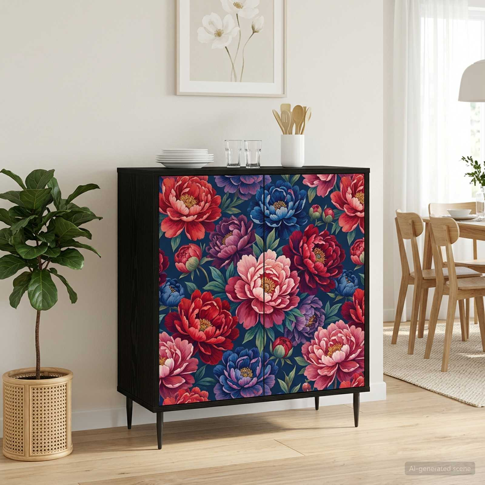 vidaXL Sideboard AACHEN Schwarz Eichen-Optik 69 x 33 x 76 cm