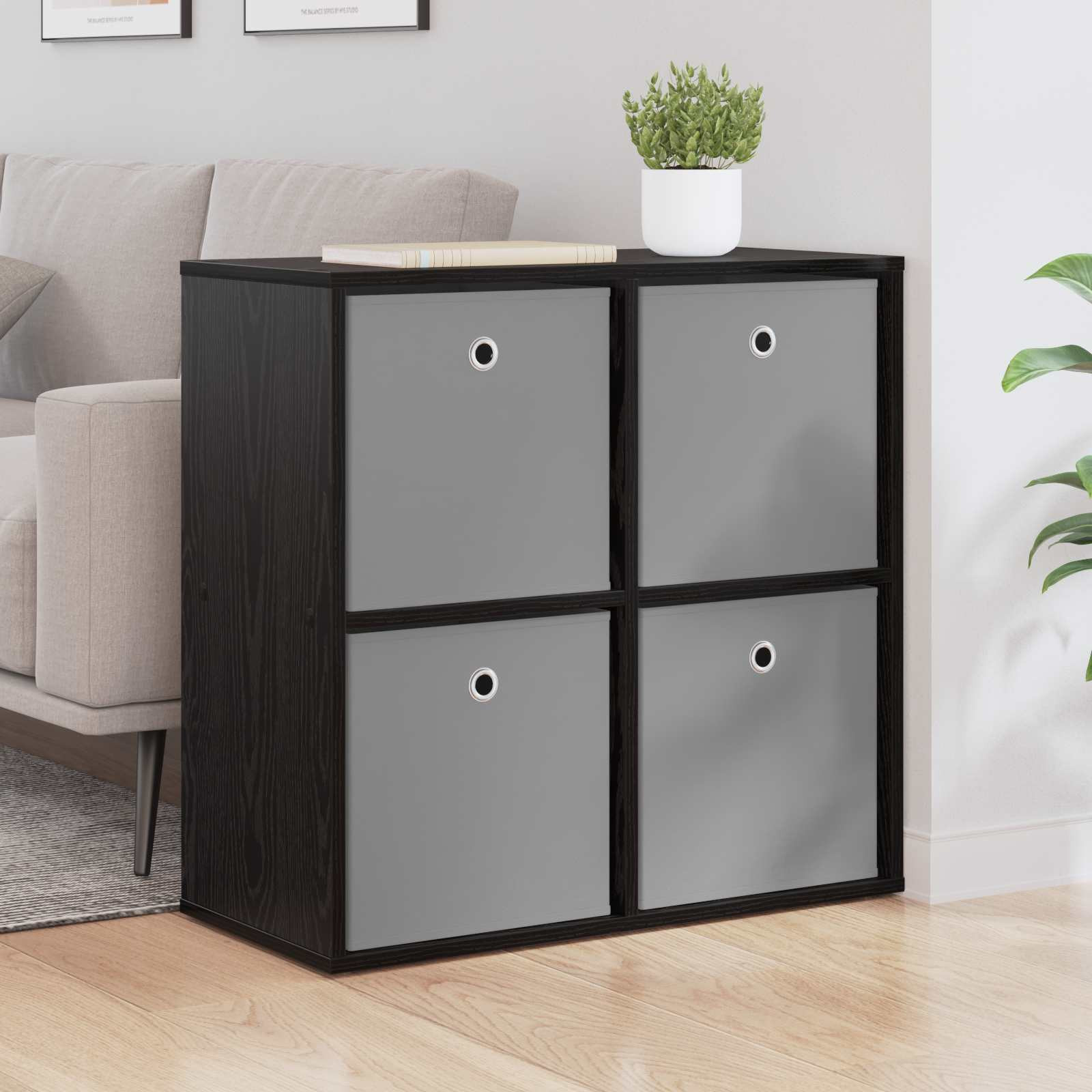 vidaXL Sideboard mit Schubladen Schwarz Eichen-Optik 68,5 x 32 x 67 cm