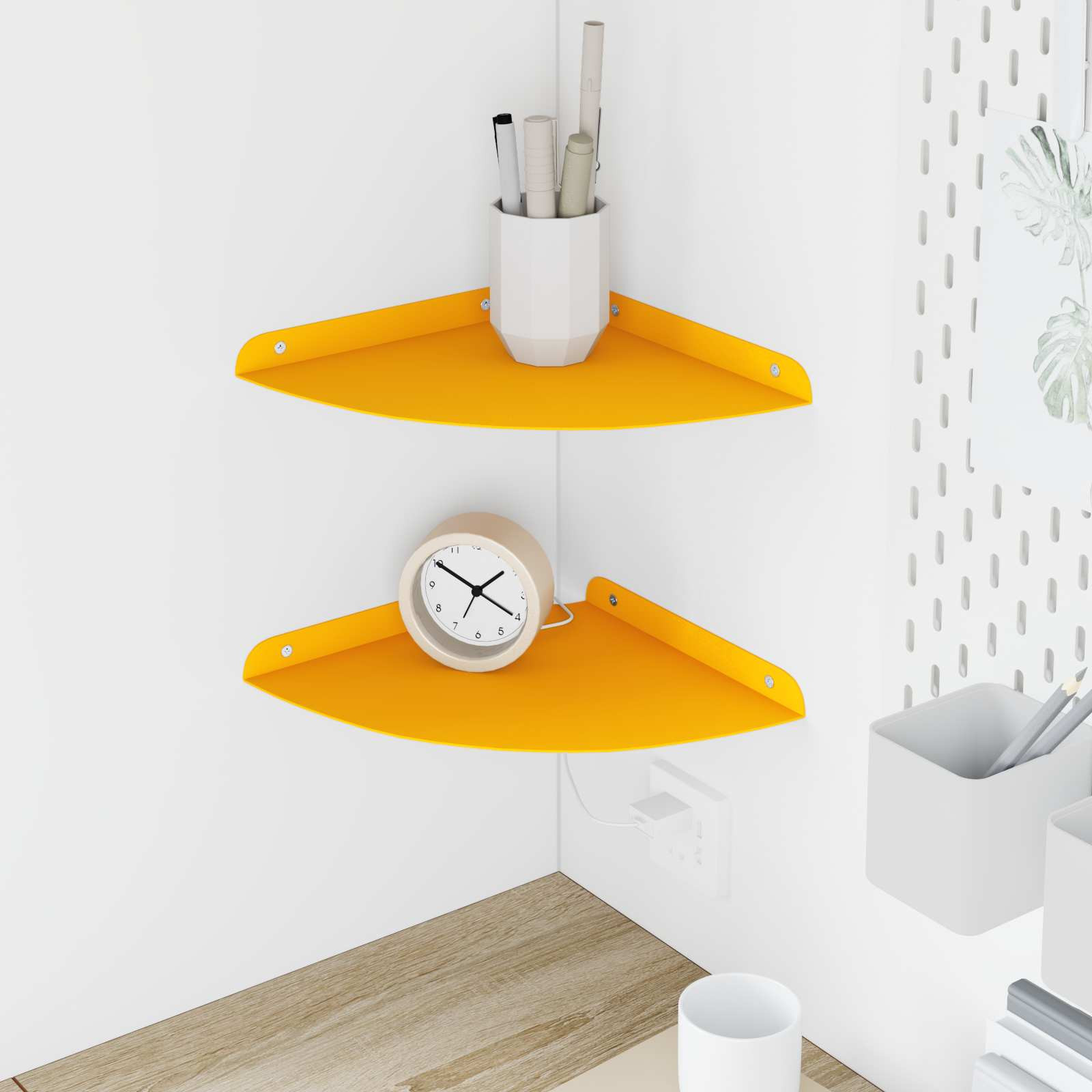 vidaXL Schwebendes Regal mit Regal 2 pcs Senfgelb 24 x 24 x 2 cm