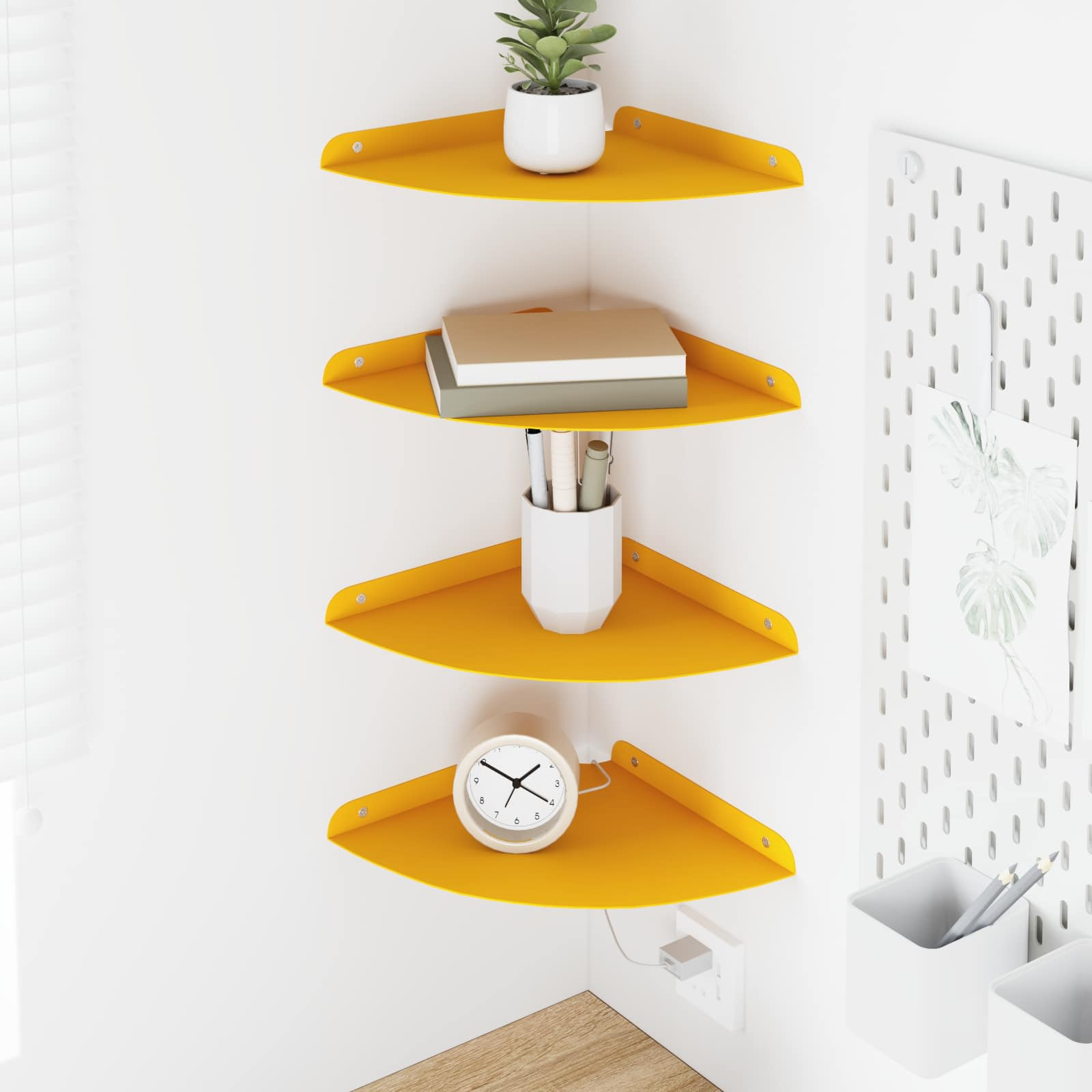 vidaXL Schwebendes Regal mit Regal 4 pcs Senfgelb 24 x 24 x 2 cm