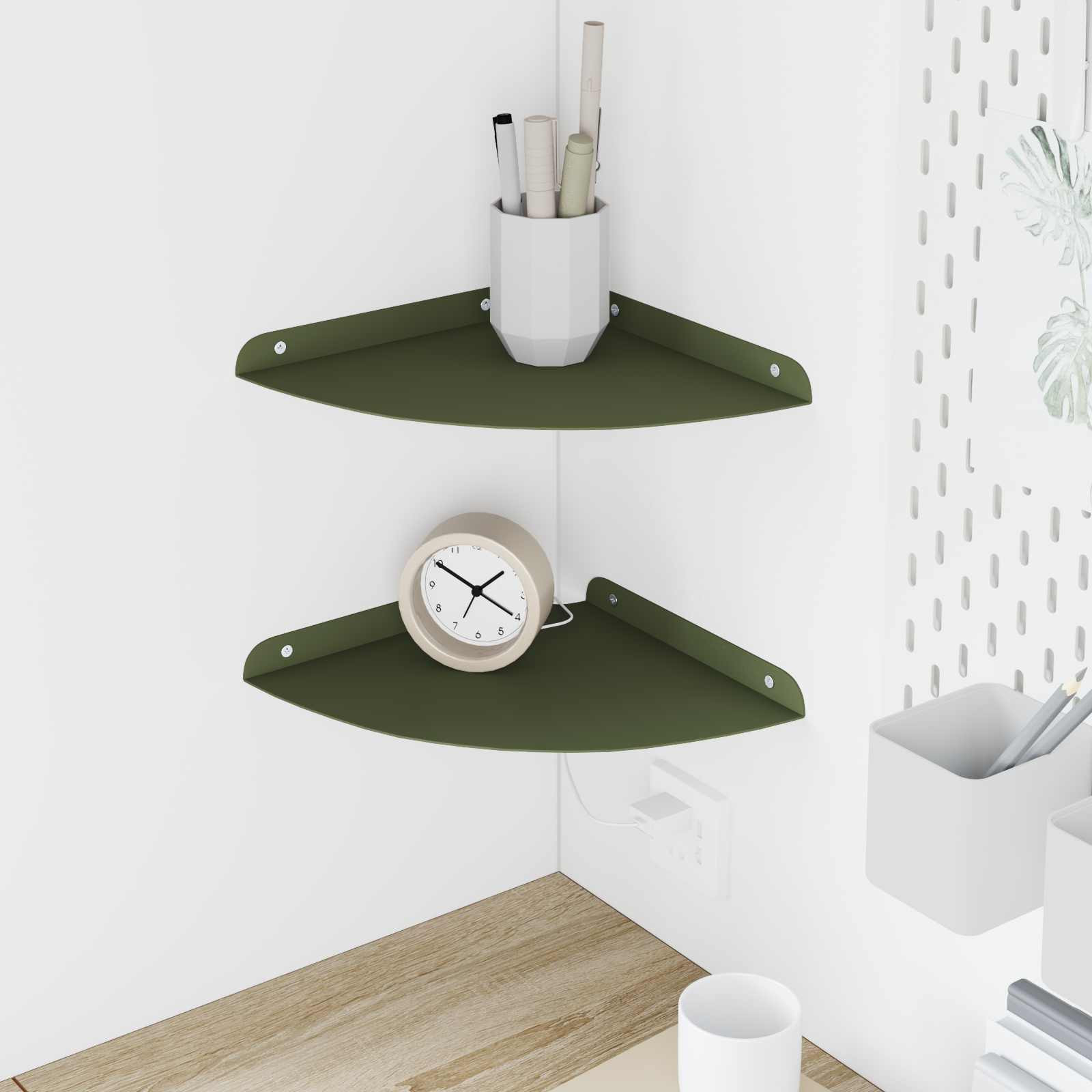 vidaXL Schwebendes Regal mit Regal 2 pcs Olive Grün 24 x 24 x 2 cm