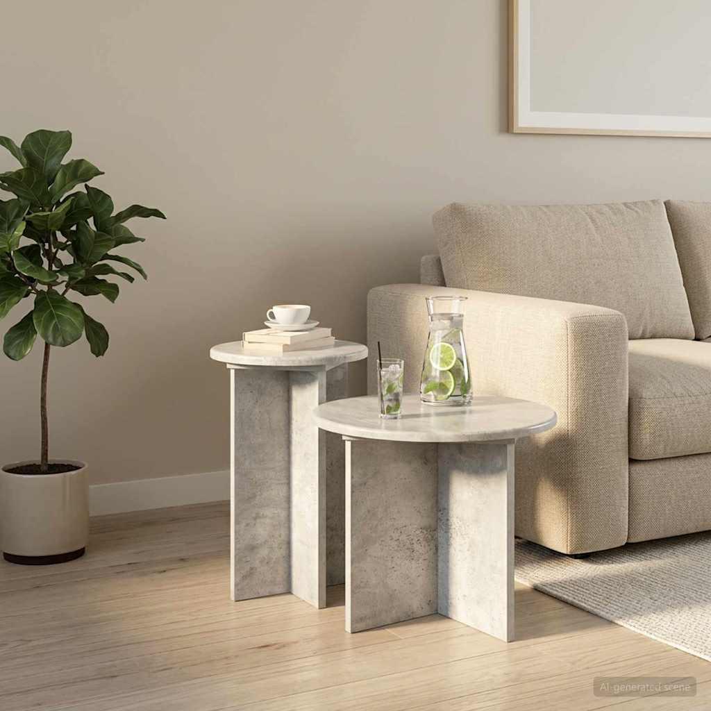 vidaXL Beistelltisch-Set mit Speicher 2 pcs Betongrau Holzwerkstoff