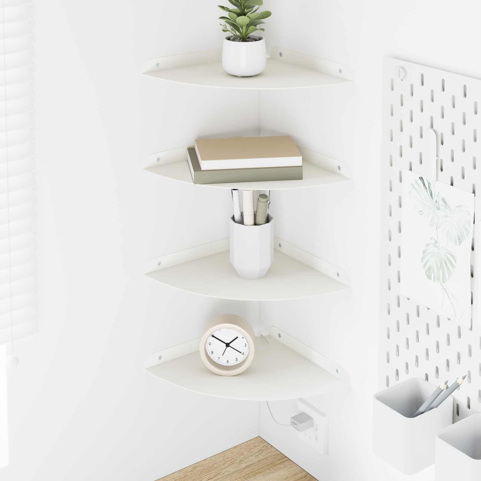vidaXL Schwebendes Regal mit Regal 4 pcs Weiß 24 x 24 x 2 cm