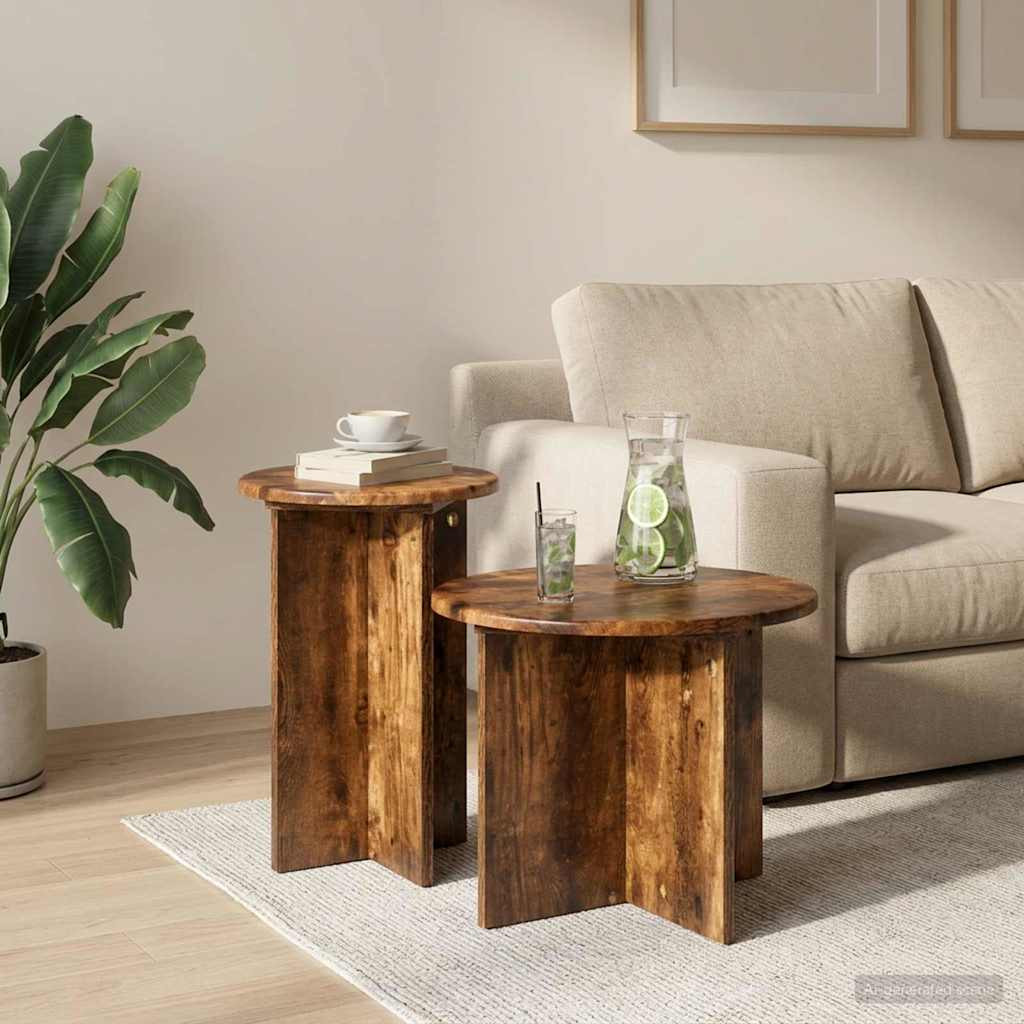 vidaXL Beistelltisch-Set 2 pcs Geräucherte Eiche Holzwerkstoff
