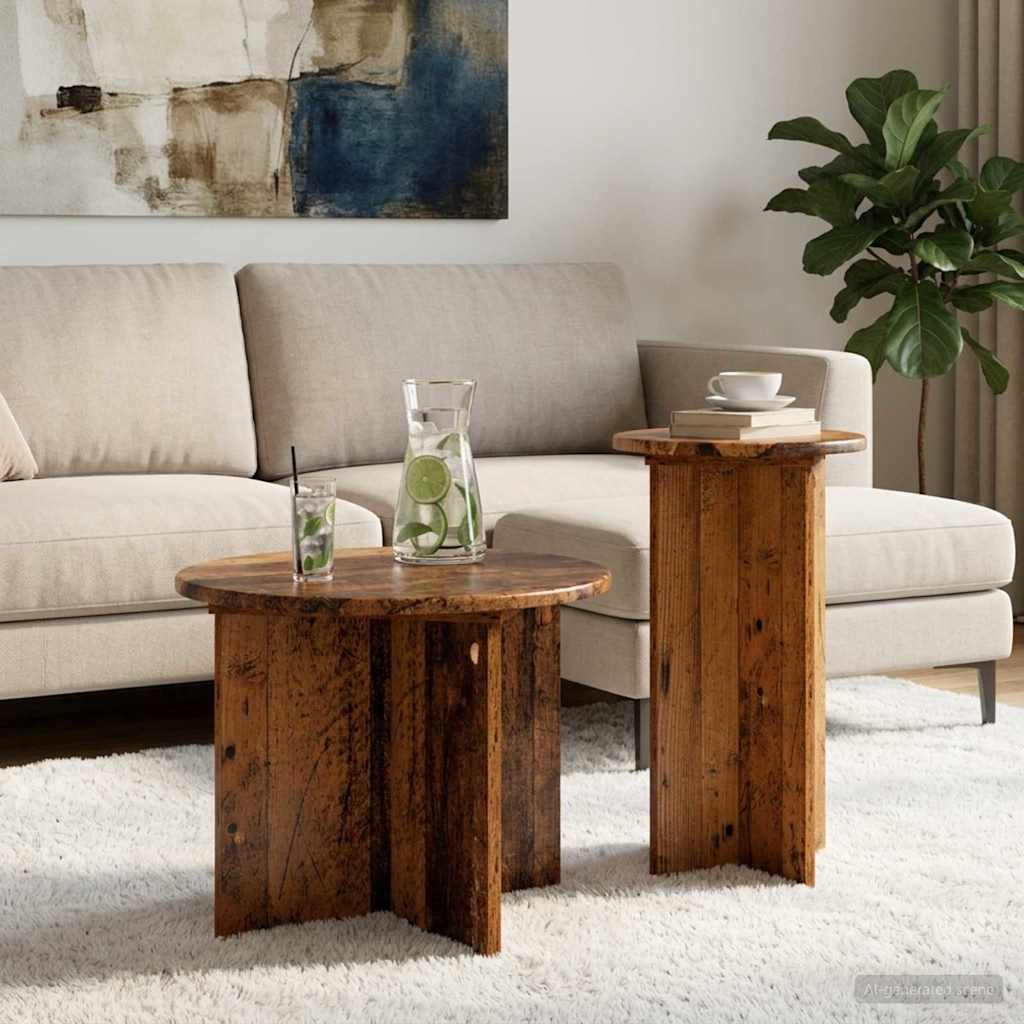 vidaXL Beistelltisch-Set mit Speicher 2 pcs Altholz Holzwerkstoff