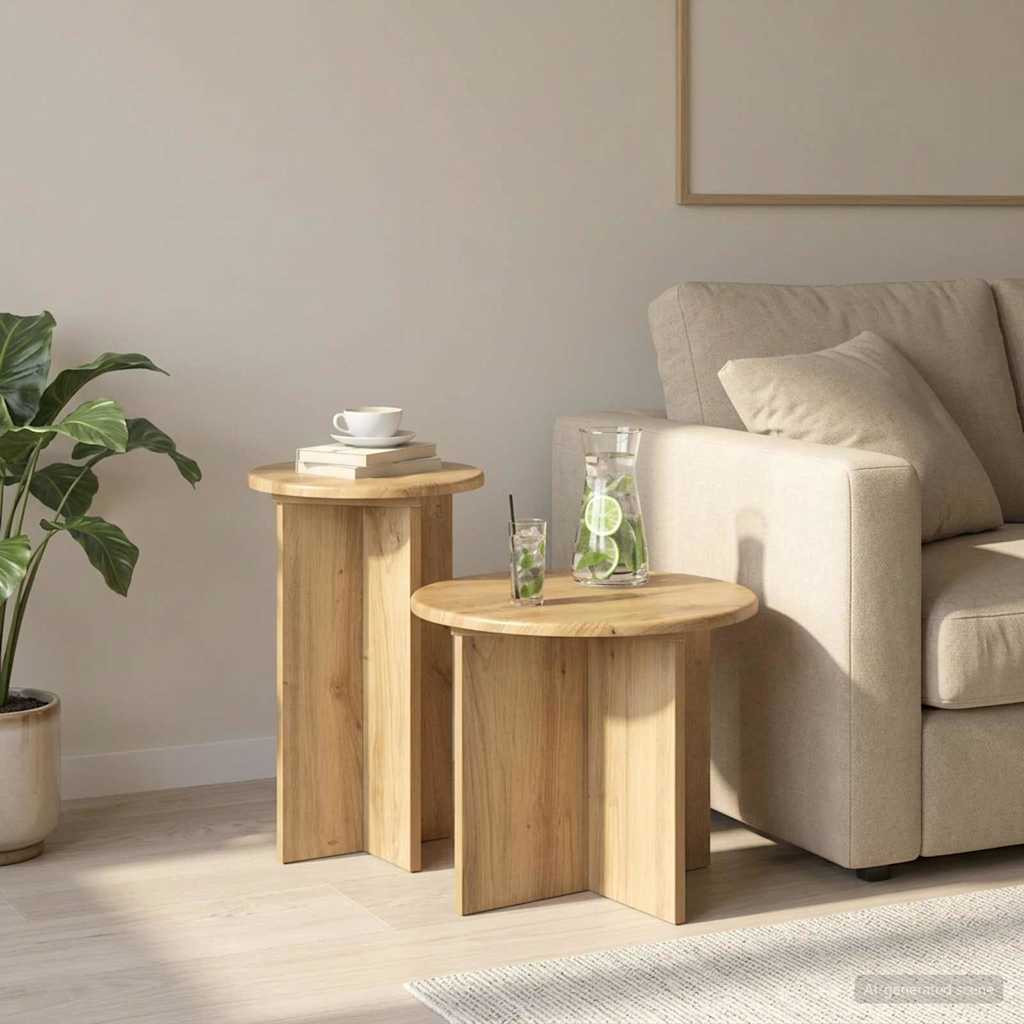 vidaXL Beistelltisch-Set 2 Stk. Artisan-Eiche Ø 45 x 35 cm