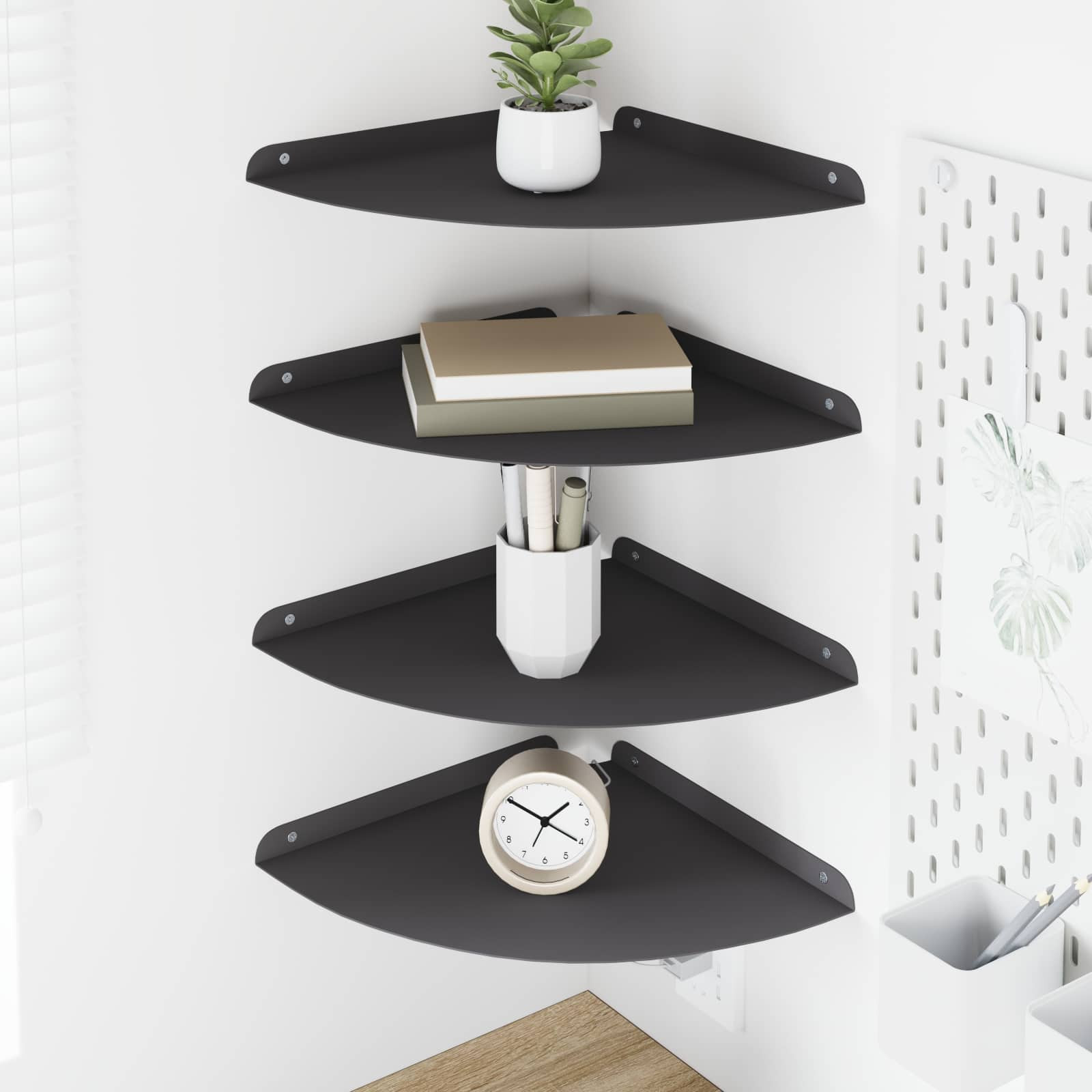 vidaXL Schwebendes Regal mit Regal 4 pcs Schwarz 30 x 30 x 2 cm