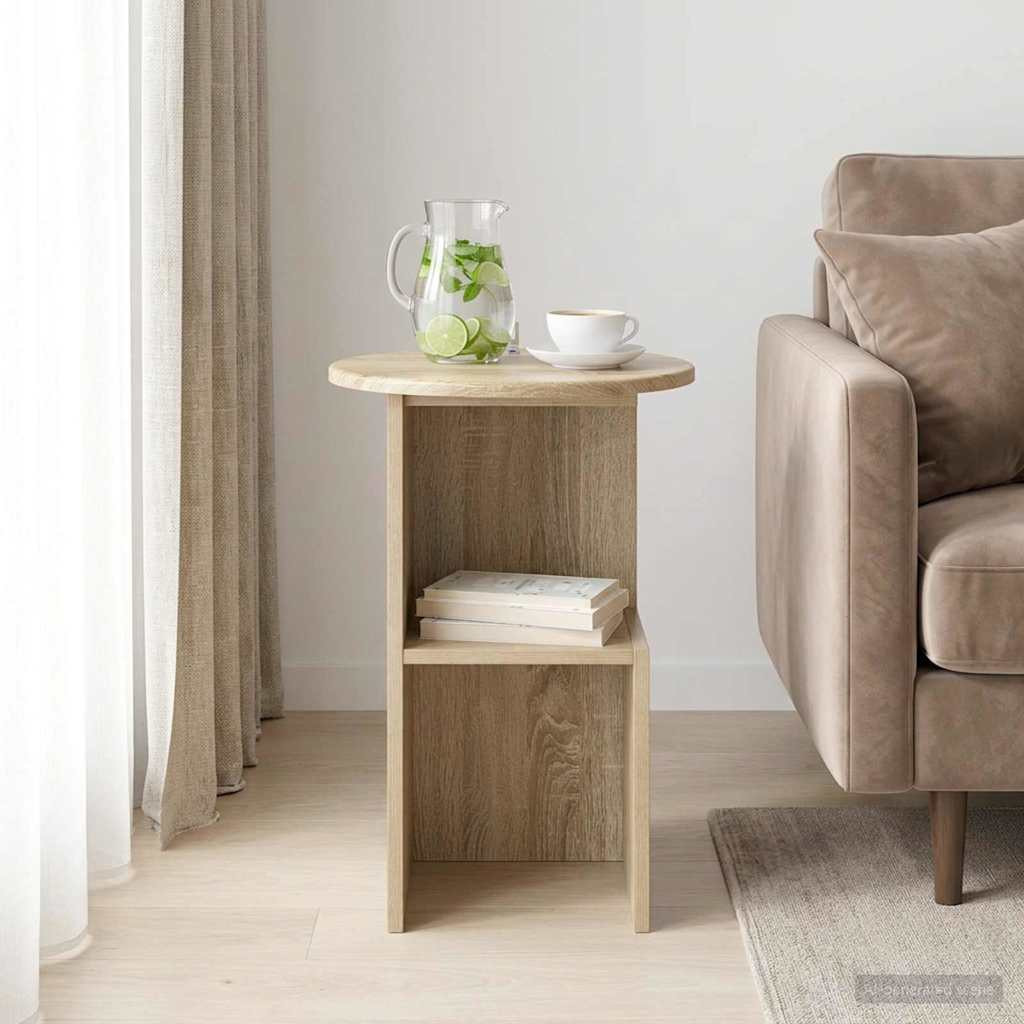 vidaXL Beistelltisch Sonoma-Eiche Ø 39,5 x 55 cm Holzwerkstoff