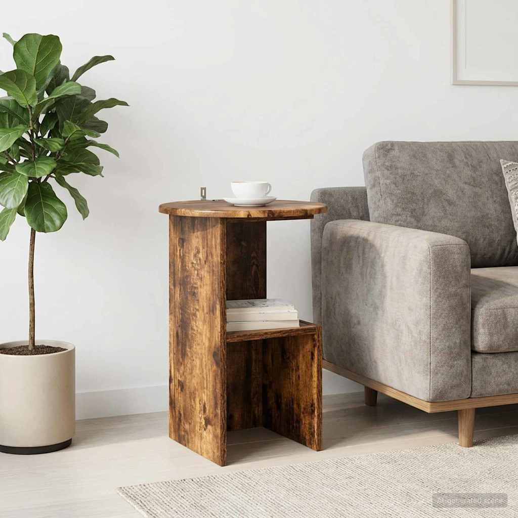 vidaXL Beistelltisch Geräucherte Eiche Ø 39,5 x 55 cm Holzwerkstoff