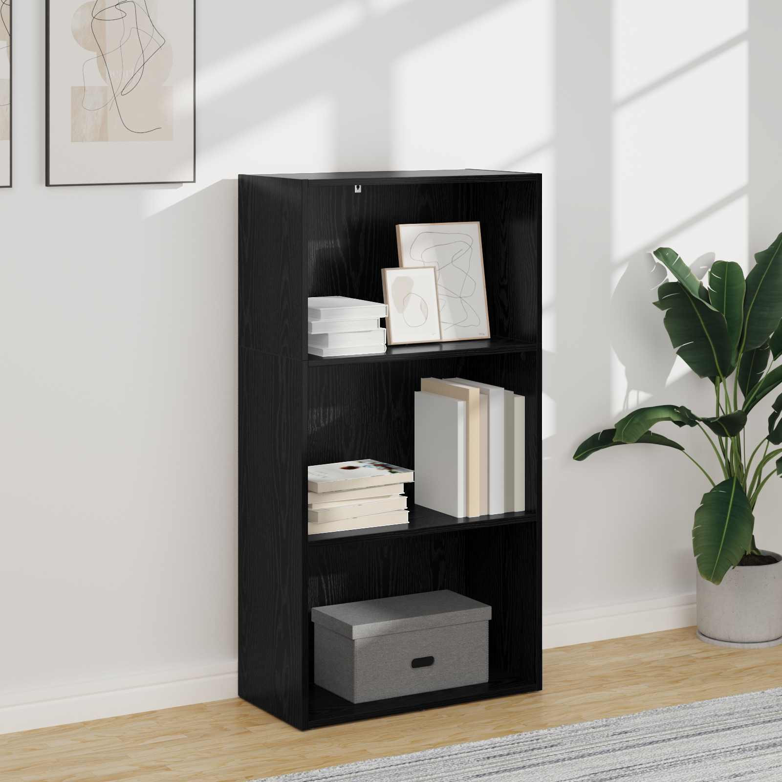 vidaXL Bücherregal Schwarz Eichen-Optik 60 x 30 x 114 cm Holzwerkstoff