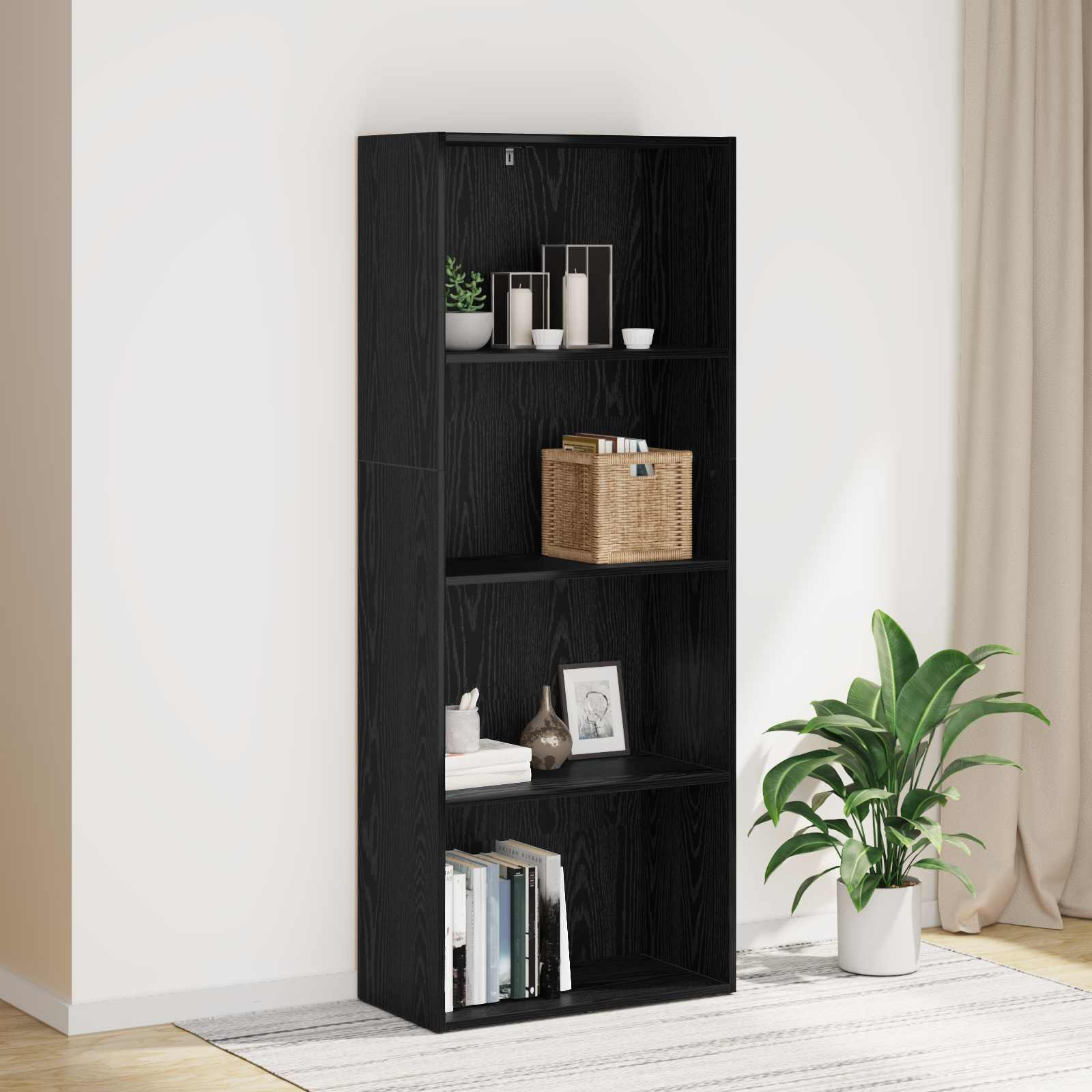 vidaXL Freistehender Stauraum Schwarz Eichen-Optik 60 x 30 x 151,5 cm