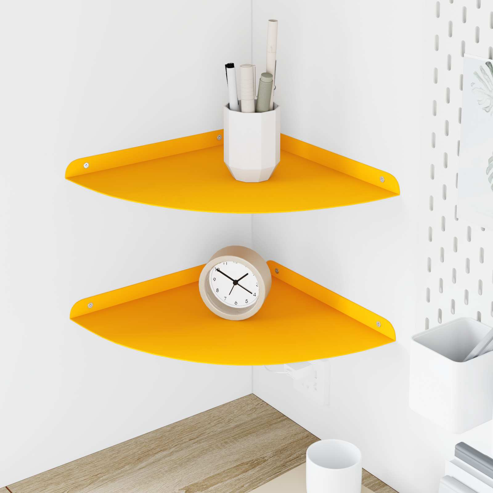vidaXL Schwebendes Regal mit Regal 2 pcs Senfgelb 30 x 30 x 2 cm