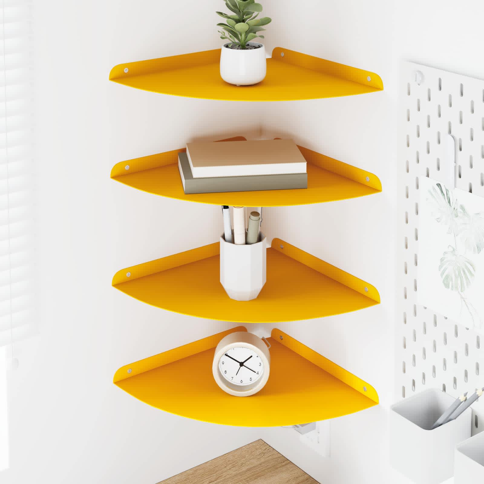 vidaXL Schwebendes Regal mit Regal 4 pcs Senfgelb 30 x 30 x 2 cm
