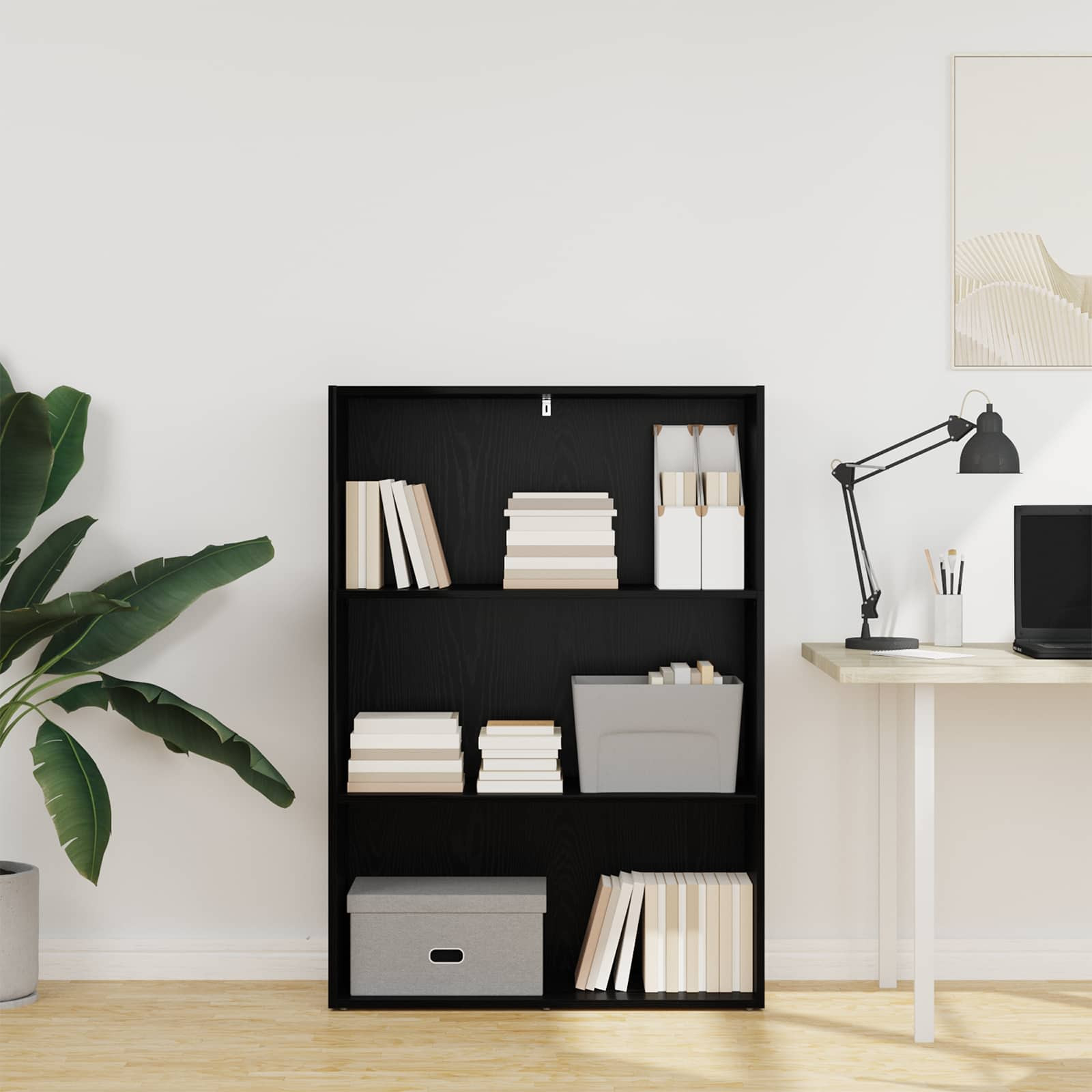 vidaXL Bücherregal Schwarz Eichen-Optik 80 x 30 x 114 cm Holzwerkstoff