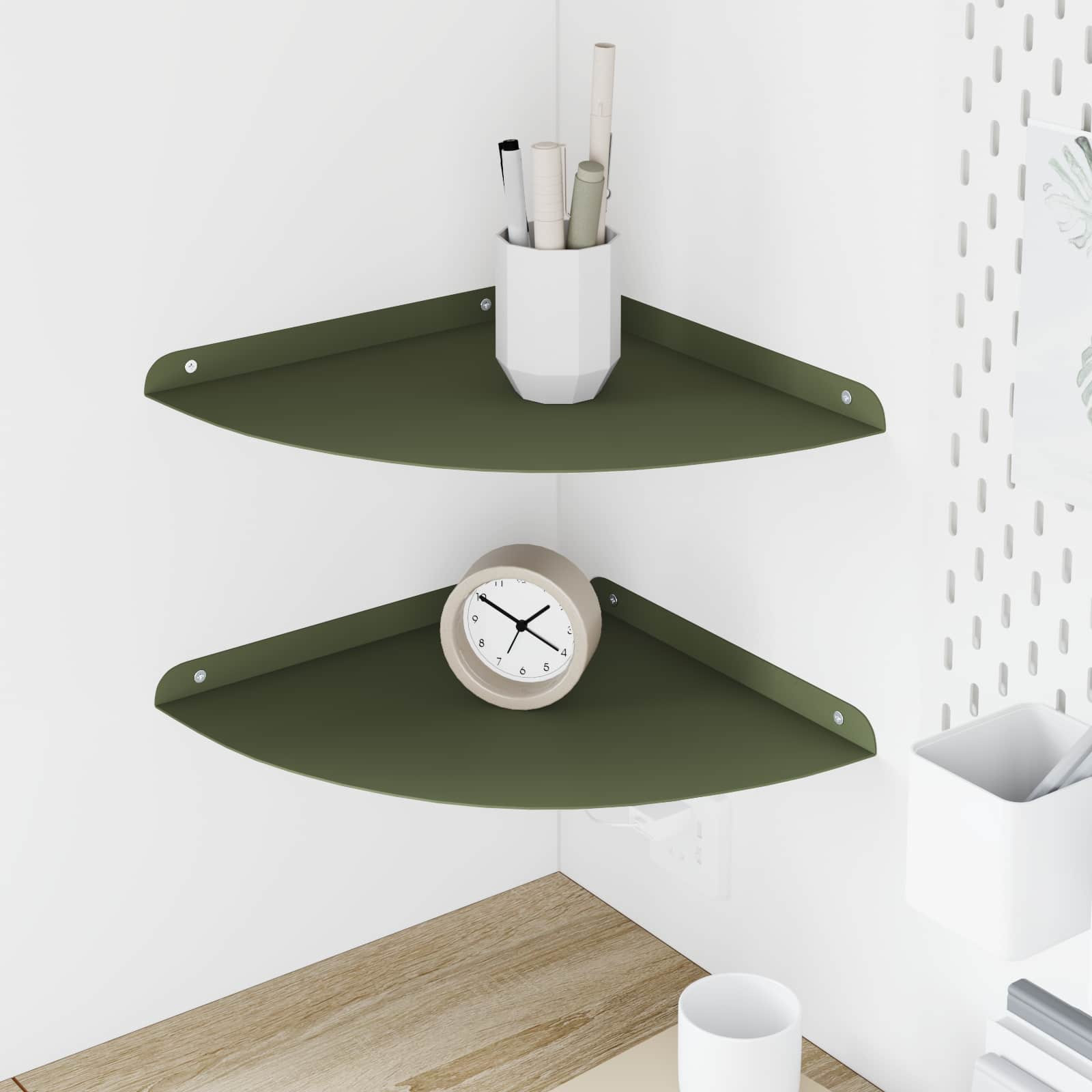 vidaXL Schwebendes Regal mit Regal 2 pcs Olive Grün 30 x 30 x 2 cm