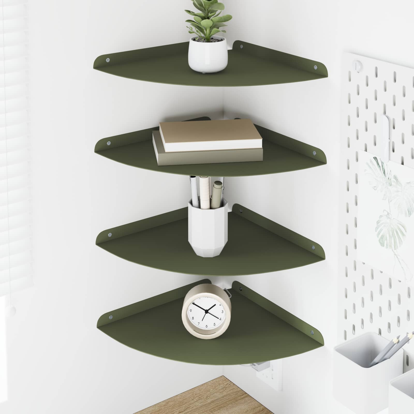 vidaXL Schwebendes Regal mit Regal 4 pcs Olivgrün 30 x 30 x 2 cm