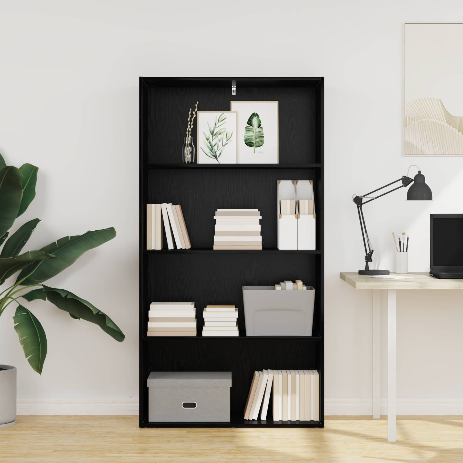 vidaXL Freistehender Stauraum Schwarz Eichen-Optik 80 x 30 x 152 cm
