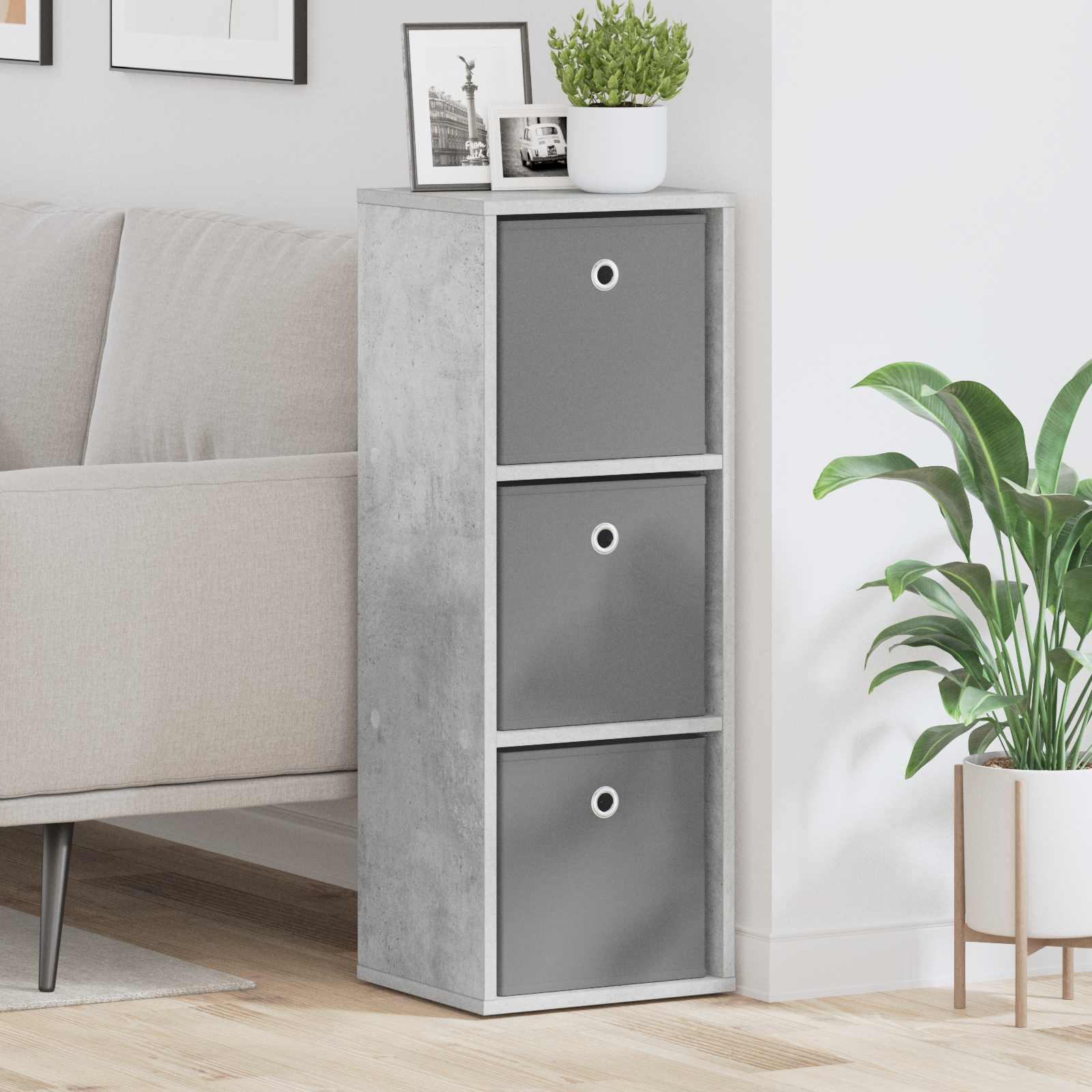 vidaXL Sideboard mit Schubladen Beton Grau 30,5 x 27 x 84,5 cm