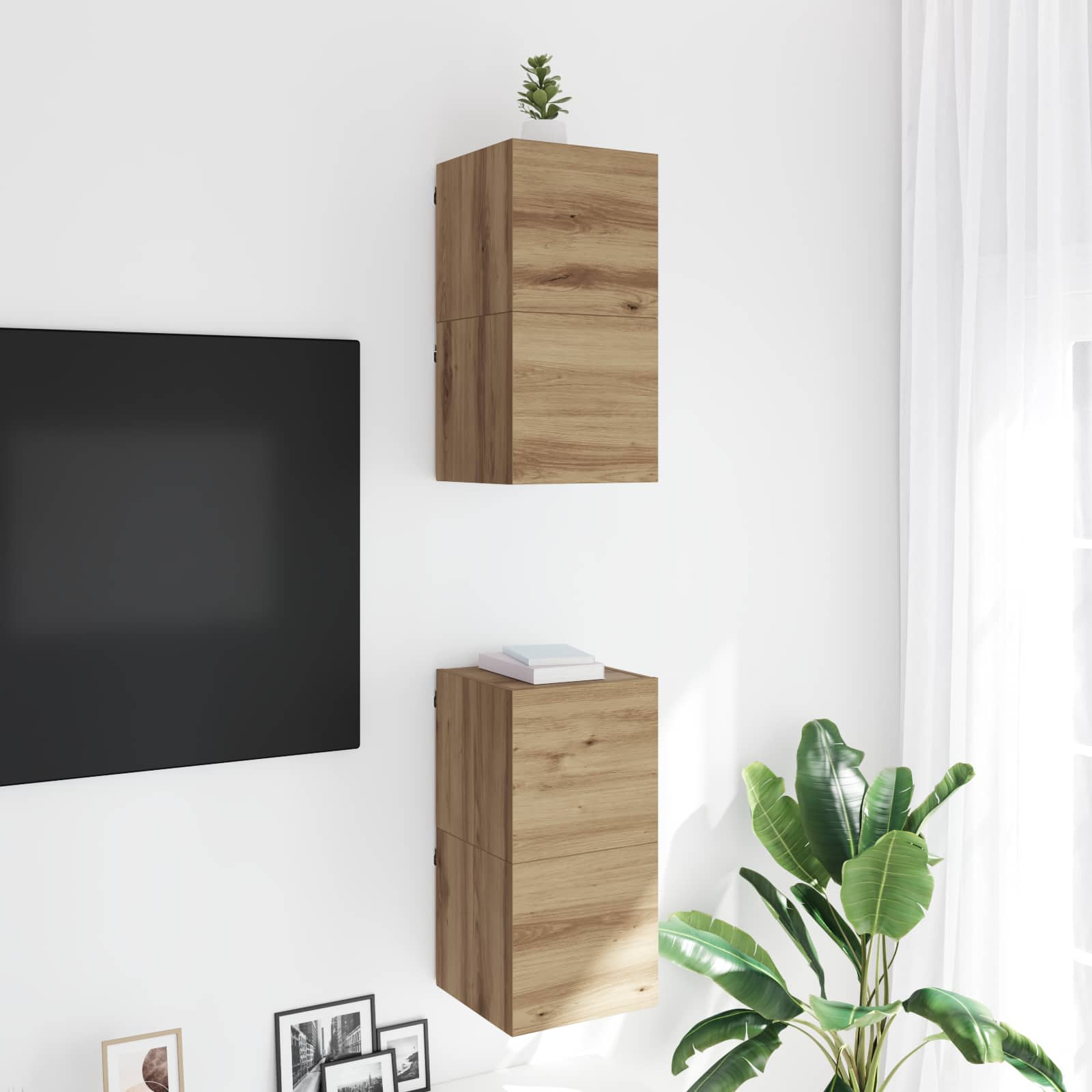 vidaXL Wandmontiertes TV-Regal Artisan-Eiche Holzwerkstoff