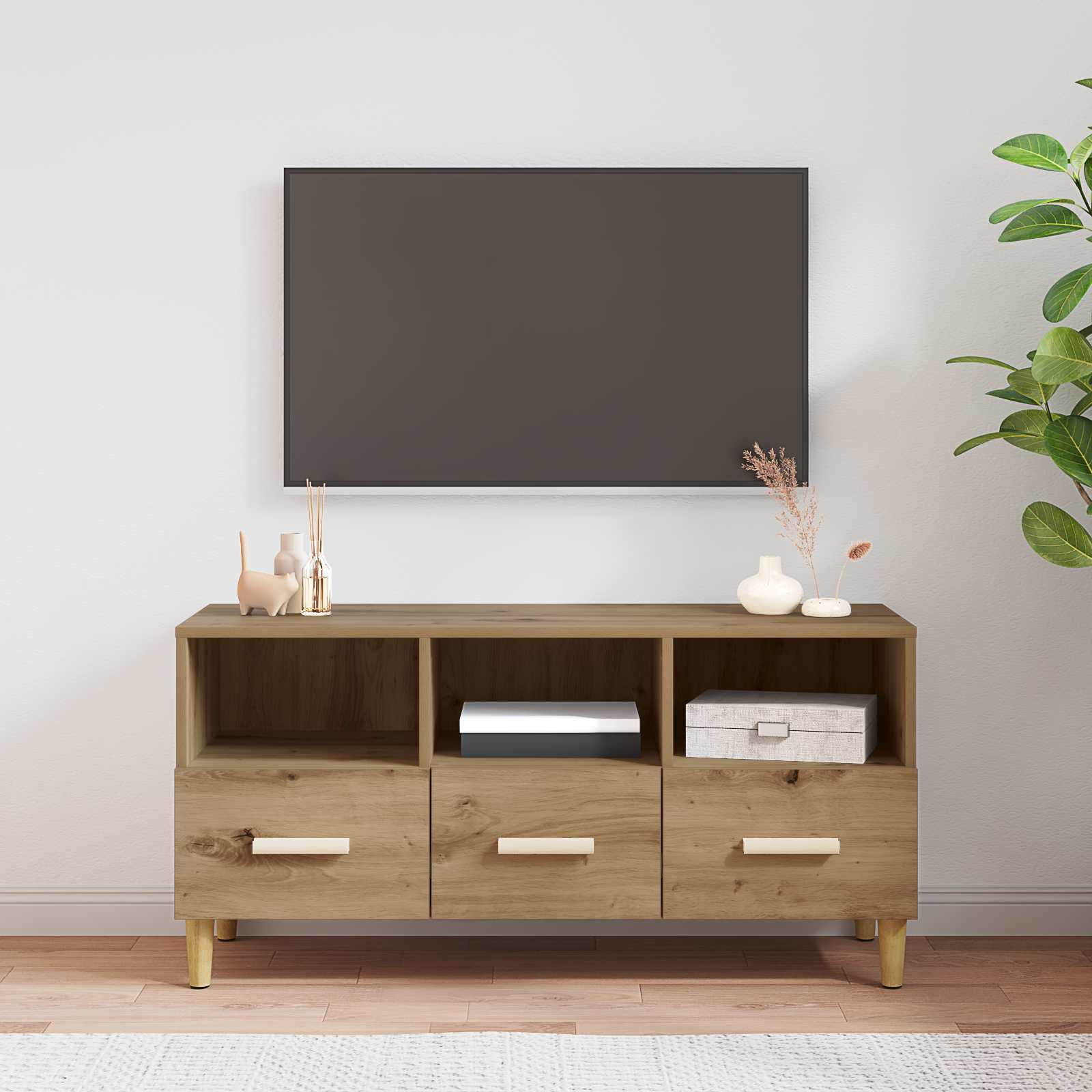 vidaXL TV-Schränk 102 x 36 x 50 cm Kunsthandwerk Eiche Holzwerkstoff