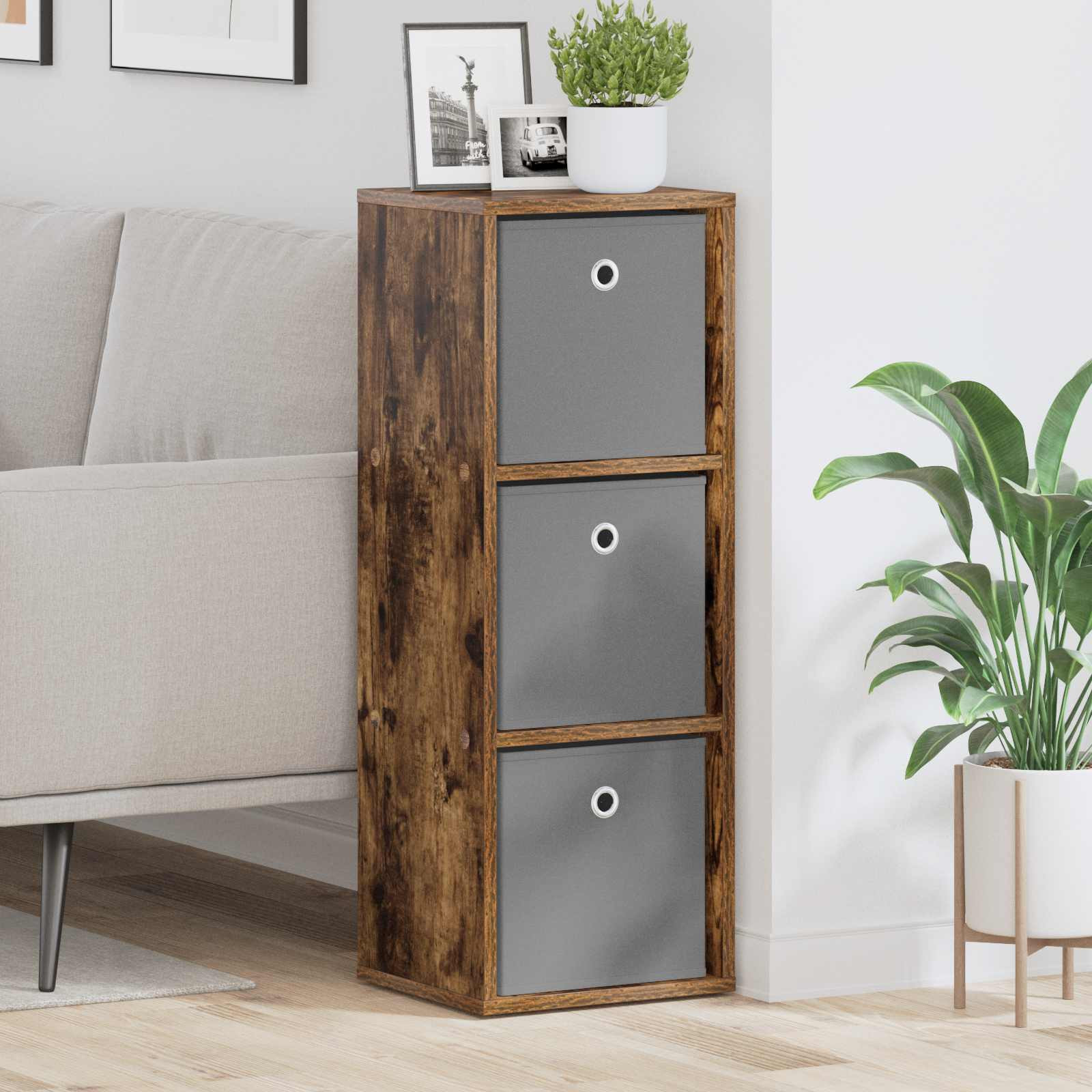 vidaXL Sideboard mit Schubladen Geräucherte Eiche 30,5 x 27 x 84,5 cm
