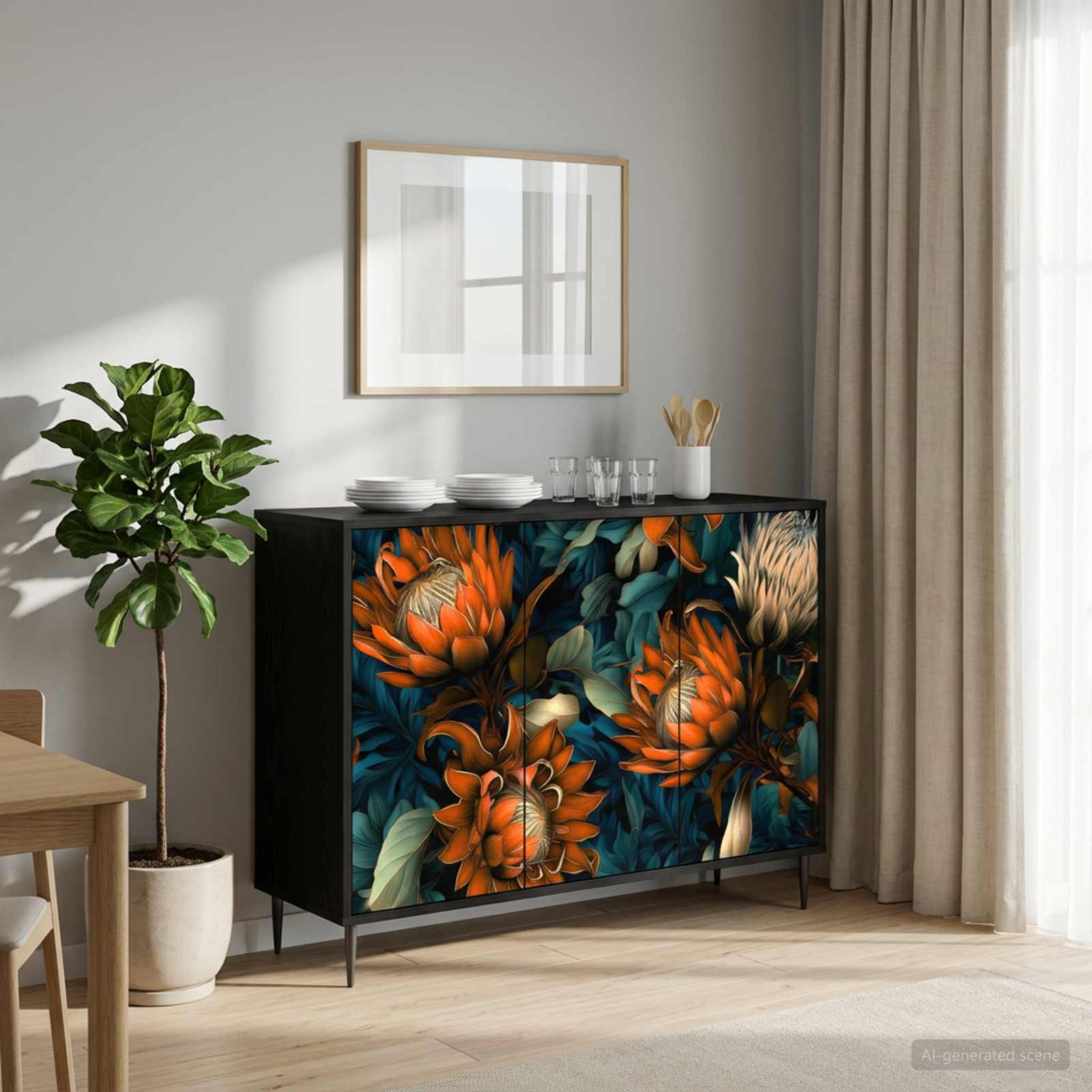 vidaXL Sideboard LOCHEM Schwarz Eichen-Optik 102 x 33 x 76 cm