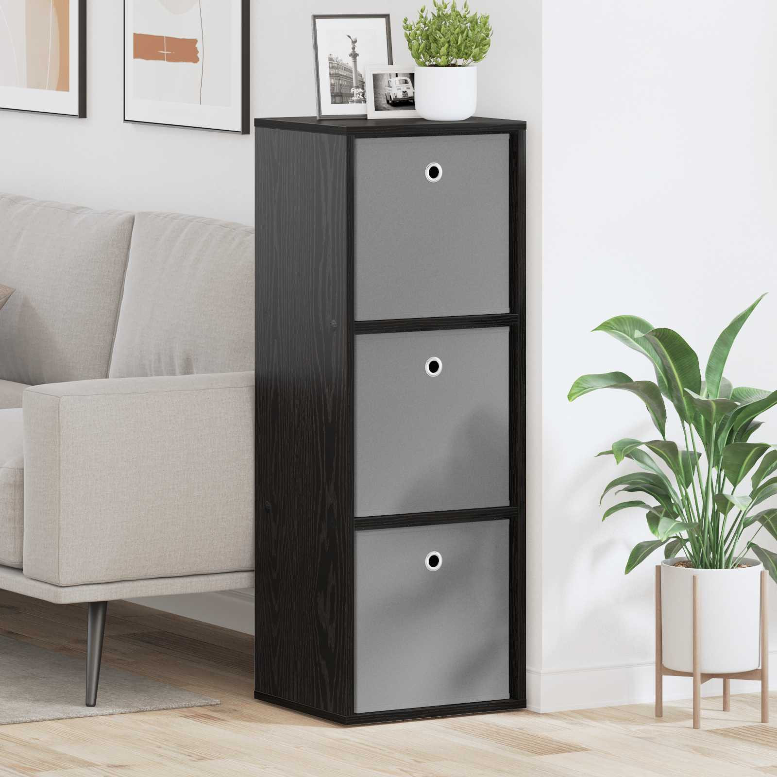 vidaXL Sideboard mit Schubladen Schwarz Eichen-Optik 35 x 32 x 99,5 cm