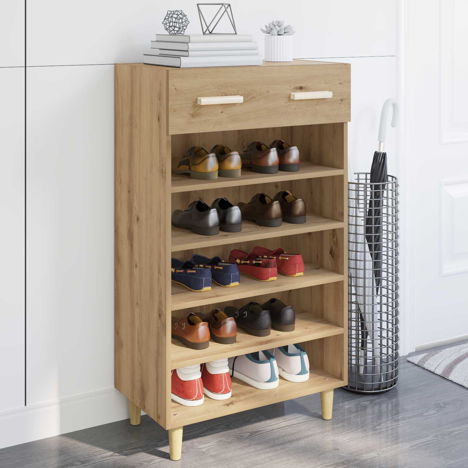vidaXL Schuhschrank 60 x 35 x 105 cm Holzwerkstoff Kunsthandwerk Eiche