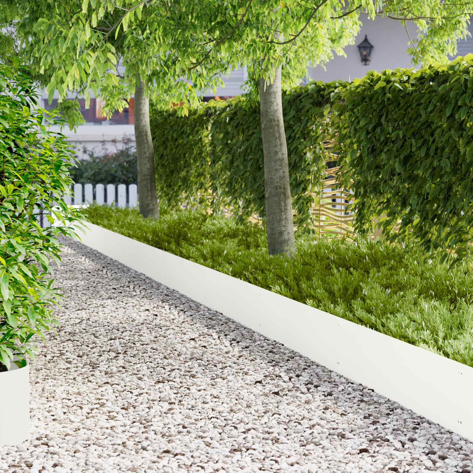 vidaXL Raseneinfassung 20 pcs 103 x 30 cm Stahl Weiß