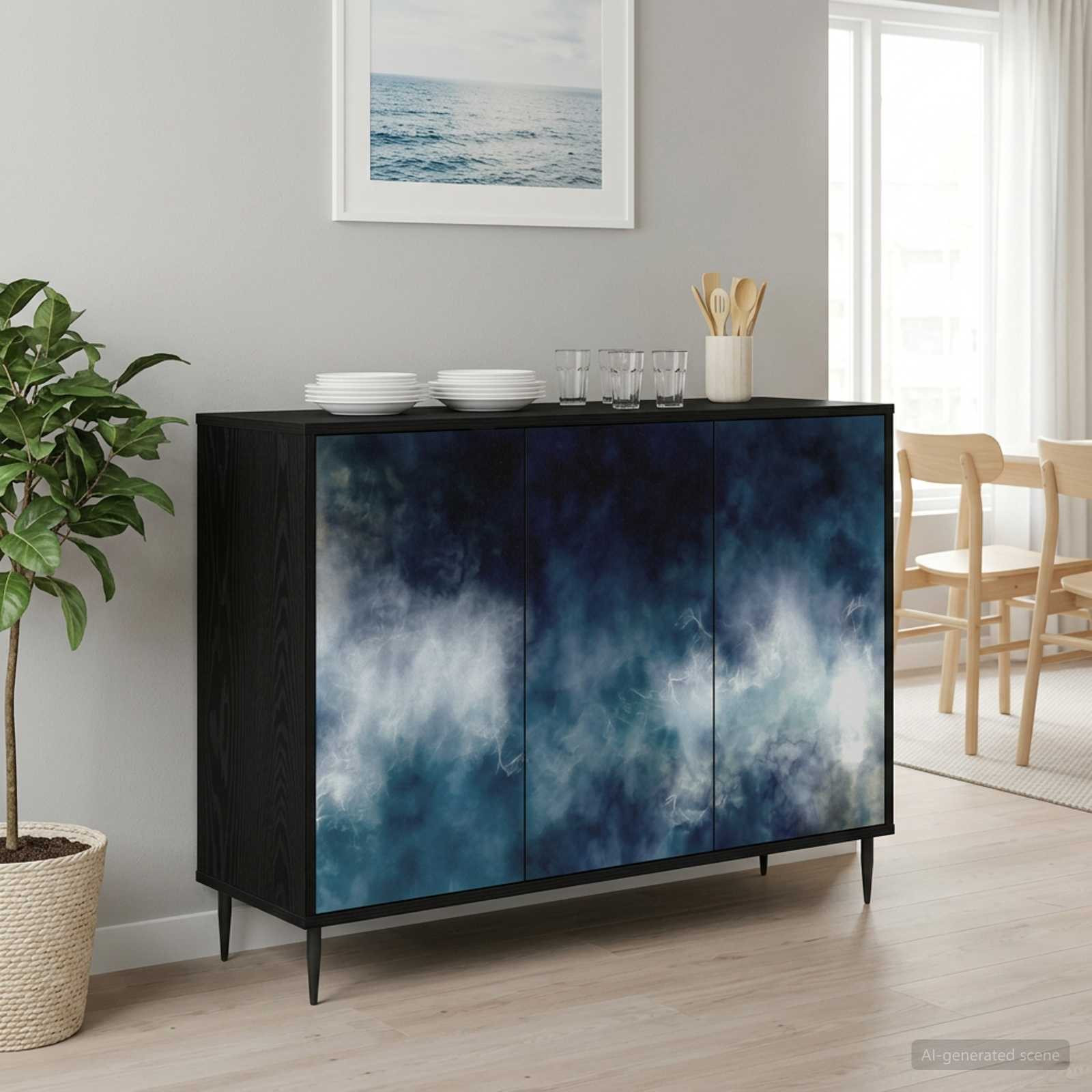 vidaXL Sideboard RAALTE Schwarz Eichen-Optik 102 x 33 x 76 cm
