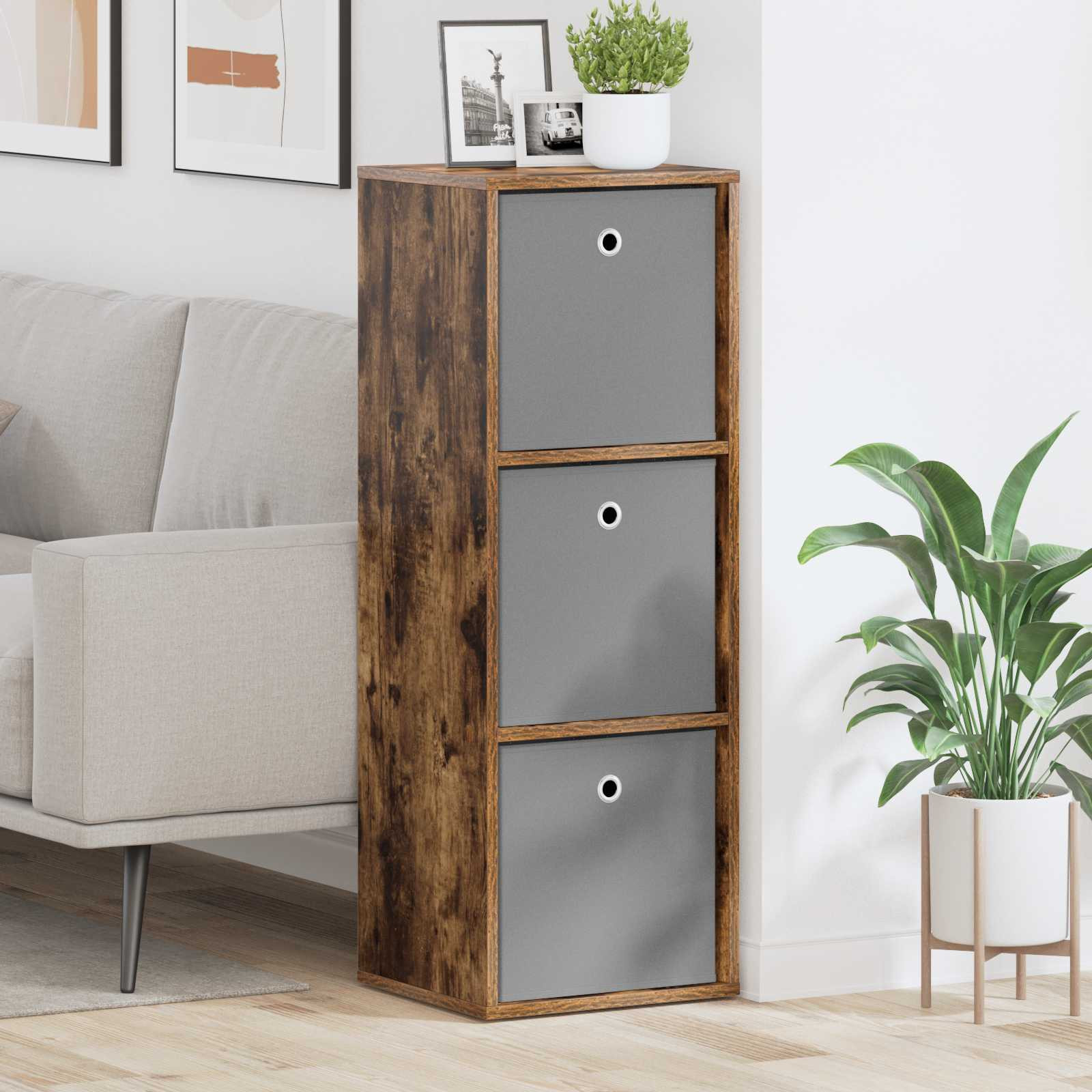 vidaXL Sideboard mit Schubladen Geräucherte Eiche 35 x 32 x 99,5 cm