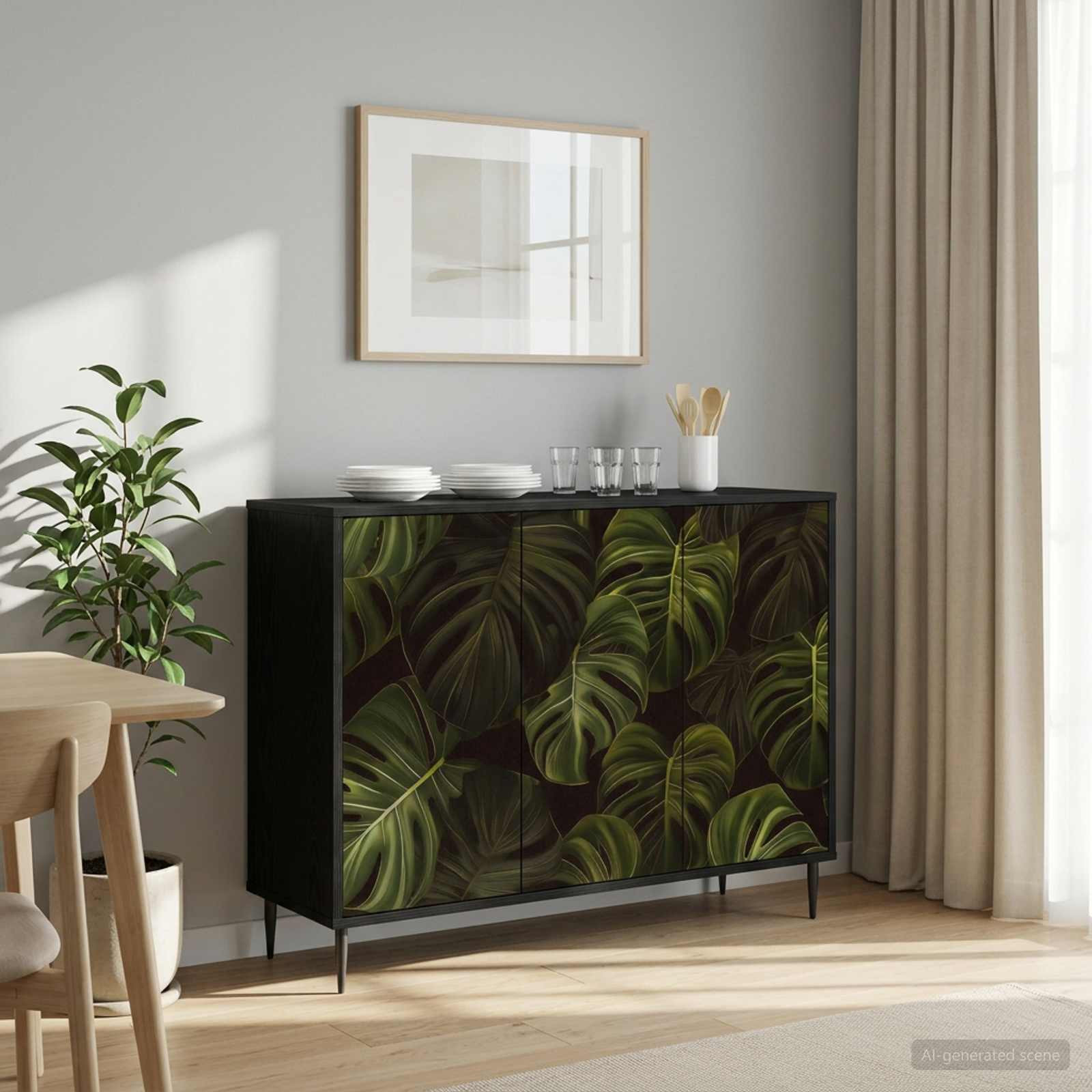 vidaXL Sideboard ELBURG Schwarz Eichen-Optik 102 x 33 x 76 cm