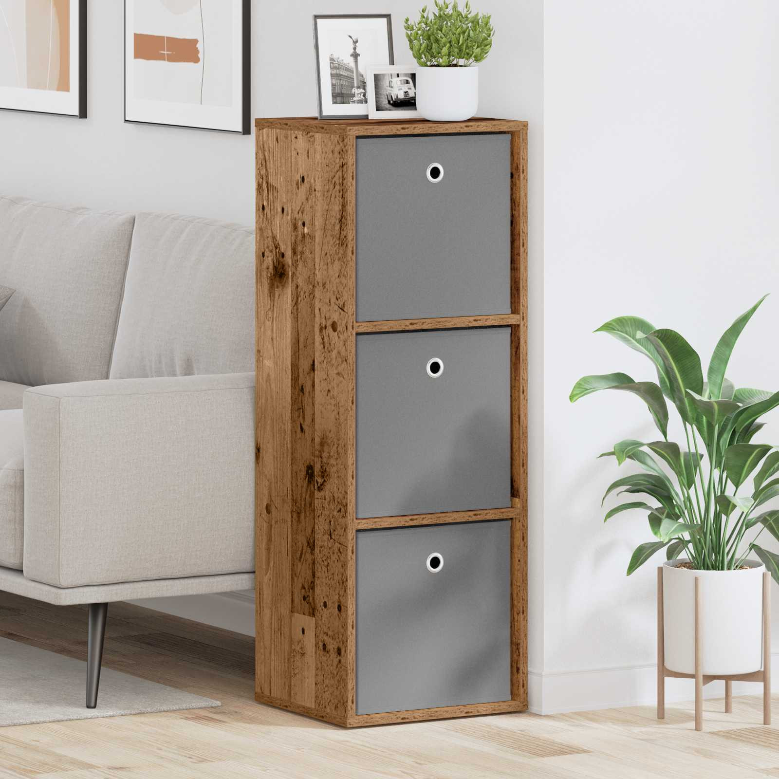 vidaXL Sideboard mit Schubladen Altholz 35 x 32 x 99,5 cm