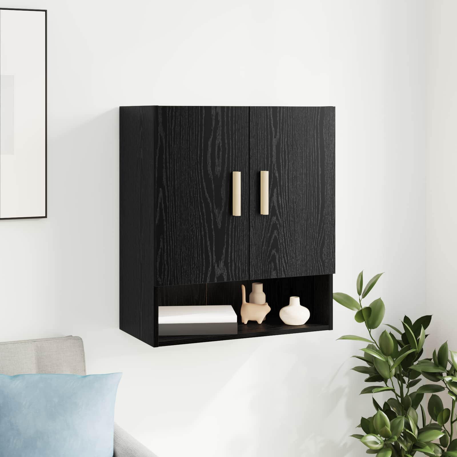 vidaXL Wandschrank Schwarz Eichen-Optik 60 x 31 x 70 cm Holzwerkstoff