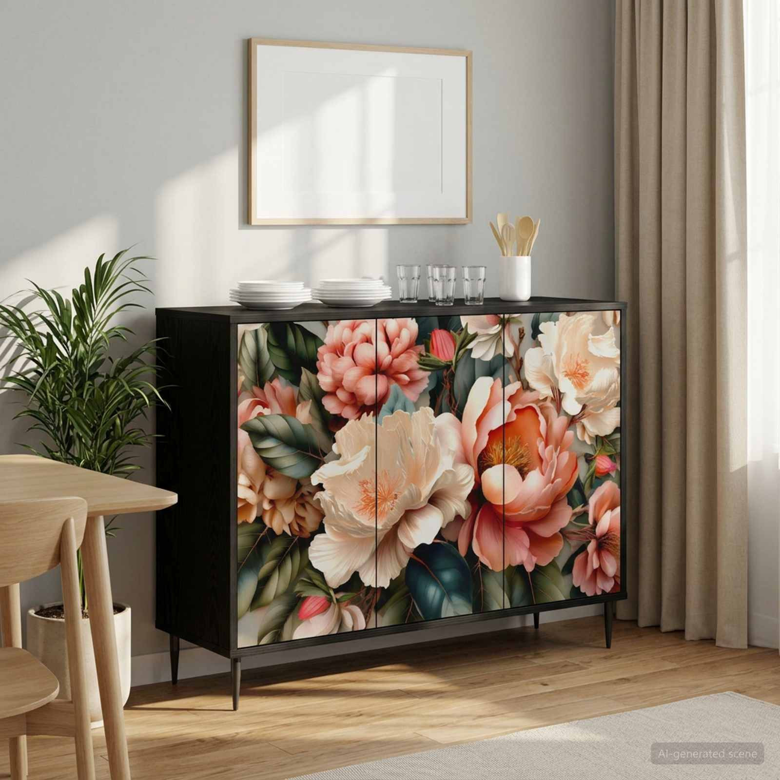 vidaXL Sideboard BORNE Schwarz Eichen-Optik 102 x 33 x 76 cm