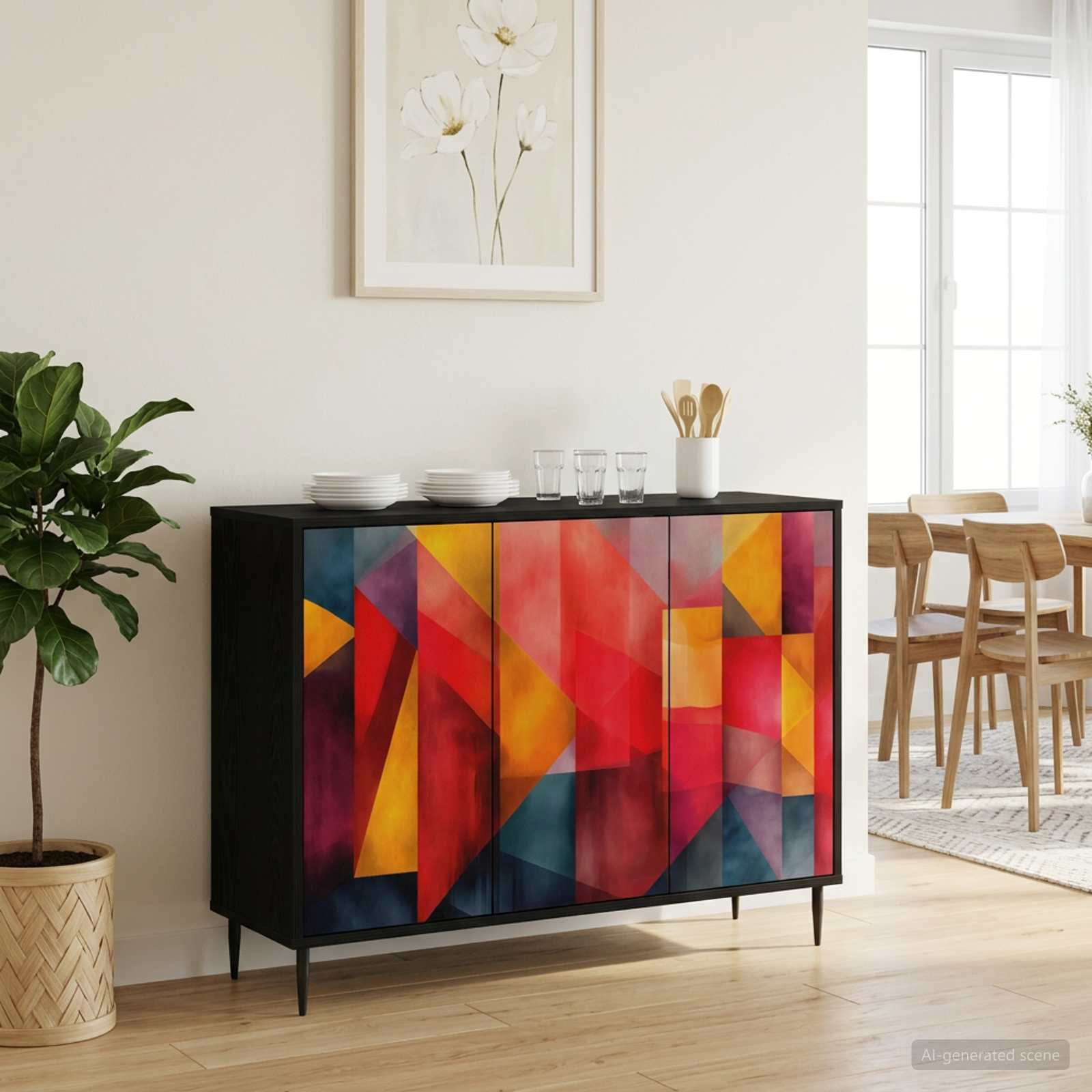 vidaXL Sideboard HEESCH Schwarz Eichen-Optik 102 x 33 x 76 cm