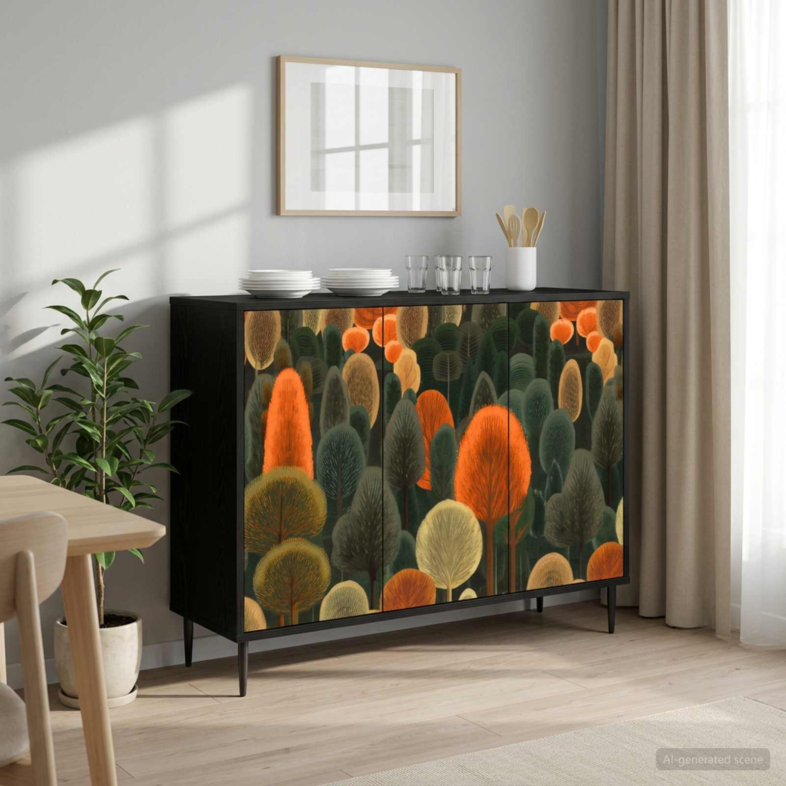 vidaXL Sideboard ZAANDAM Schwarz Eichen-Optik 102 x 33 x 76 cm