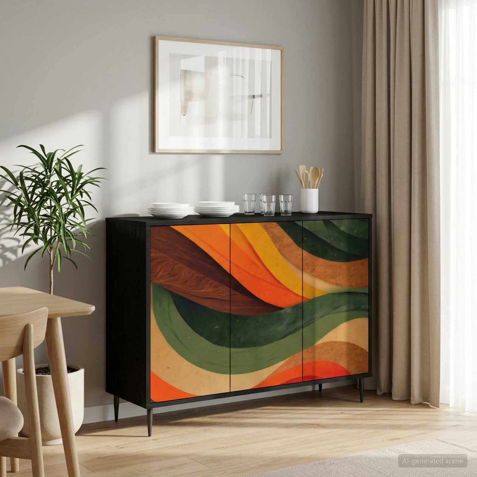 vidaXL Sideboard BONN Schwarz Eichen-Optik 102 x 33 x 76 cm