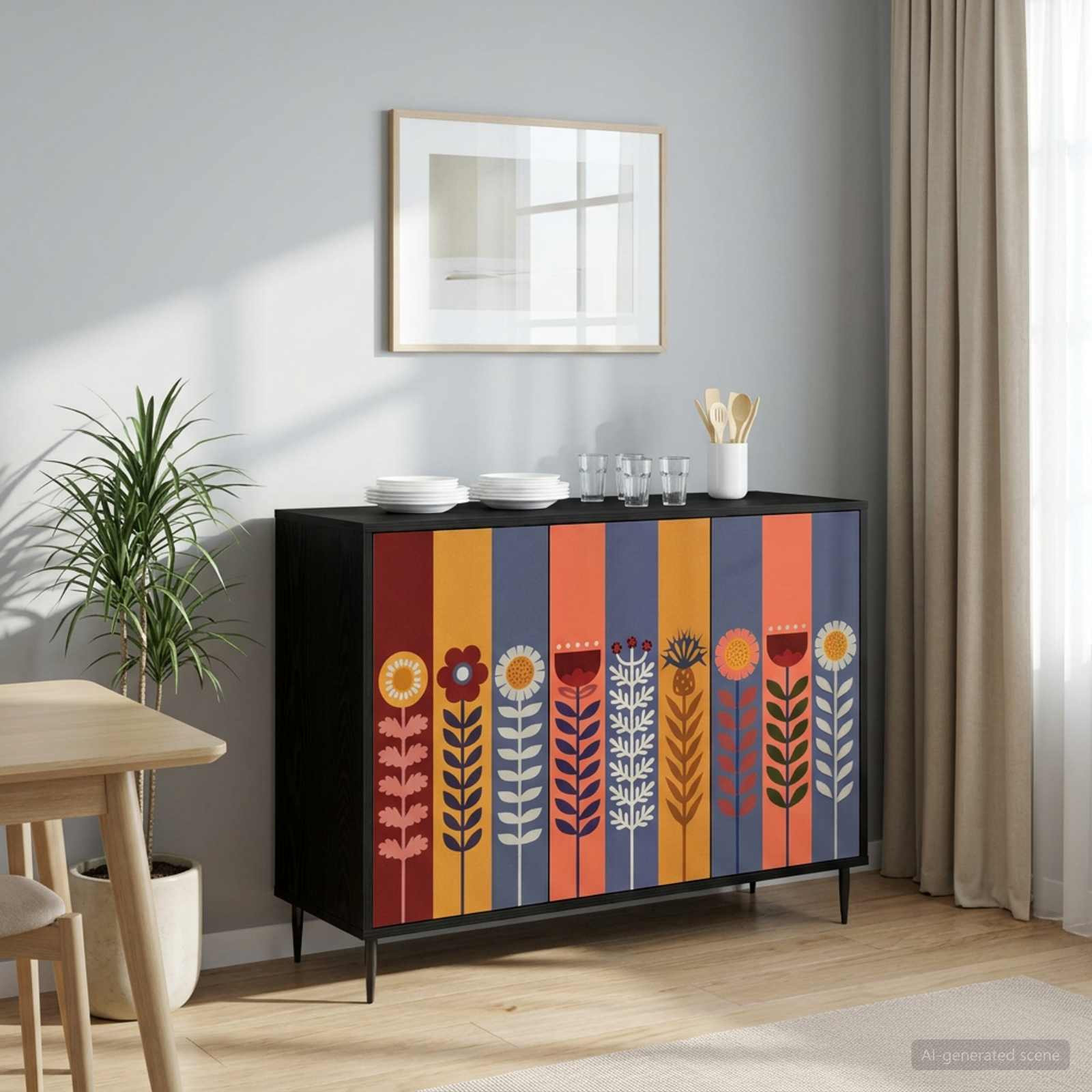 vidaXL Sideboard ESSEN Schwarz Eichen-Optik 102 x 33 x 76 cm