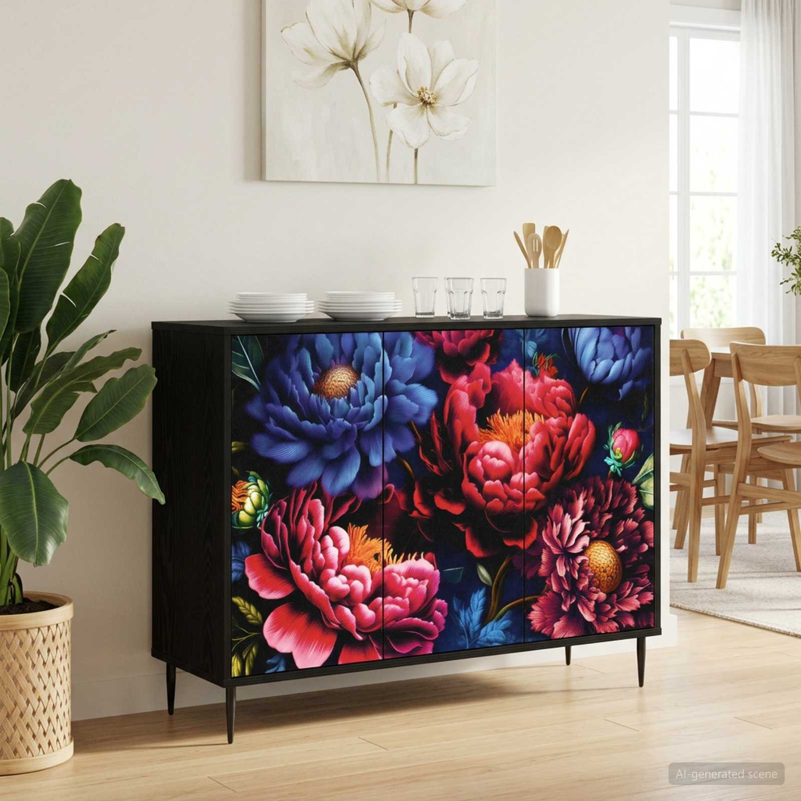 vidaXL Sideboard KIEL Schwarz Eichen-Optik 102 x 33 x 76 cm