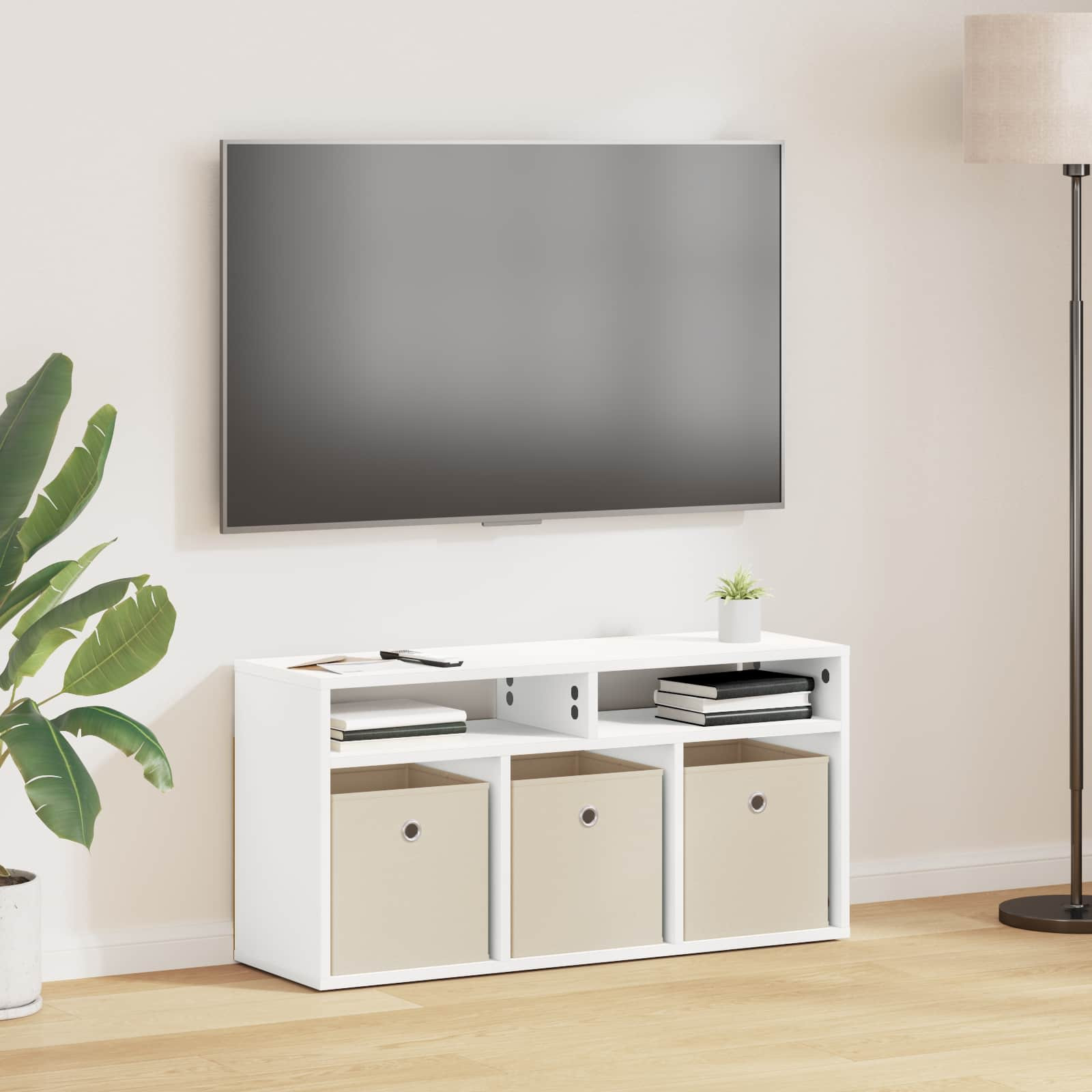 vidaXL Lowboard mit Schubladen Weiß 87 x 27,5 x 43 cm