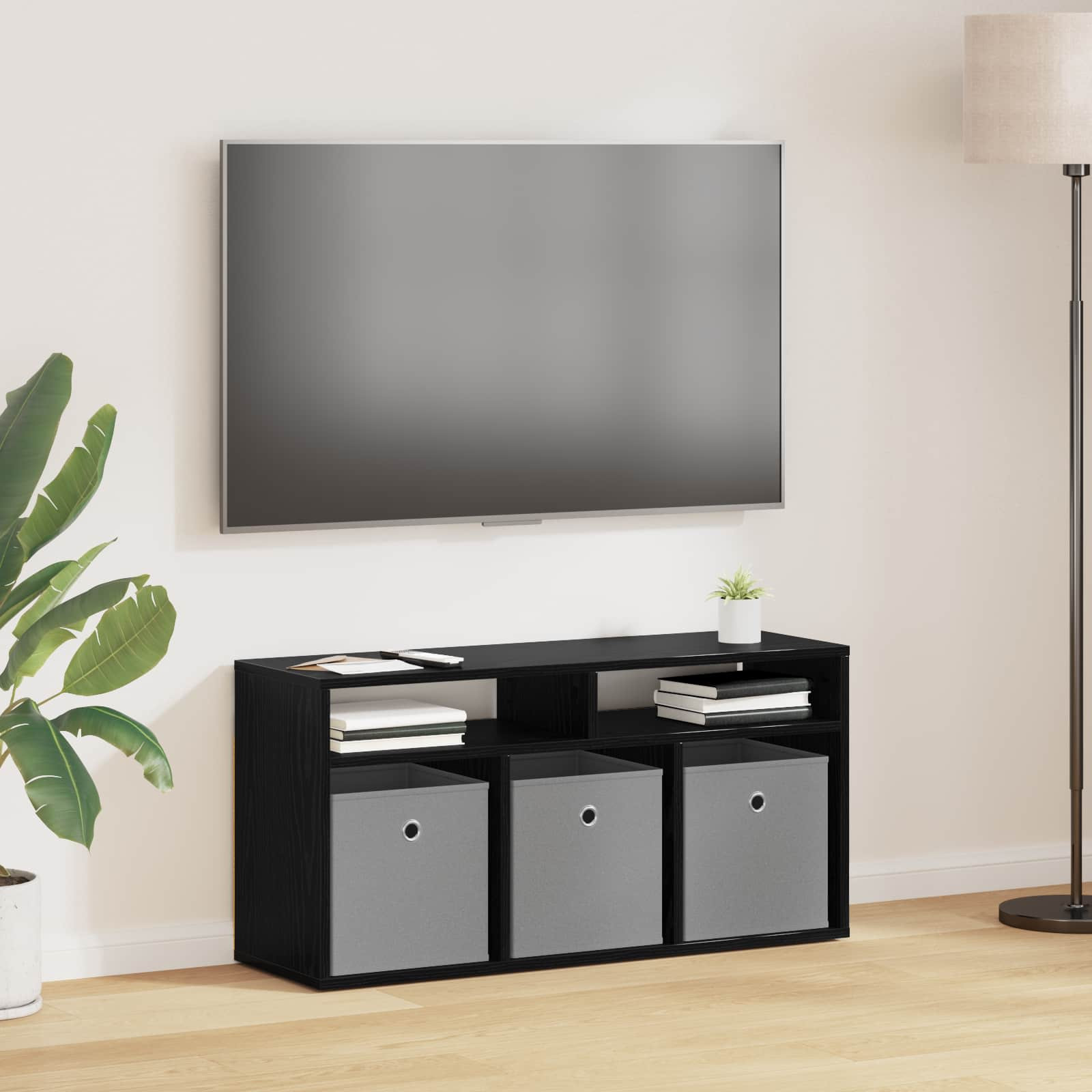 vidaXL Lowboard mit Schubladen Schwarz Eichen-Optik 87 x 27,5 x 43 cm
