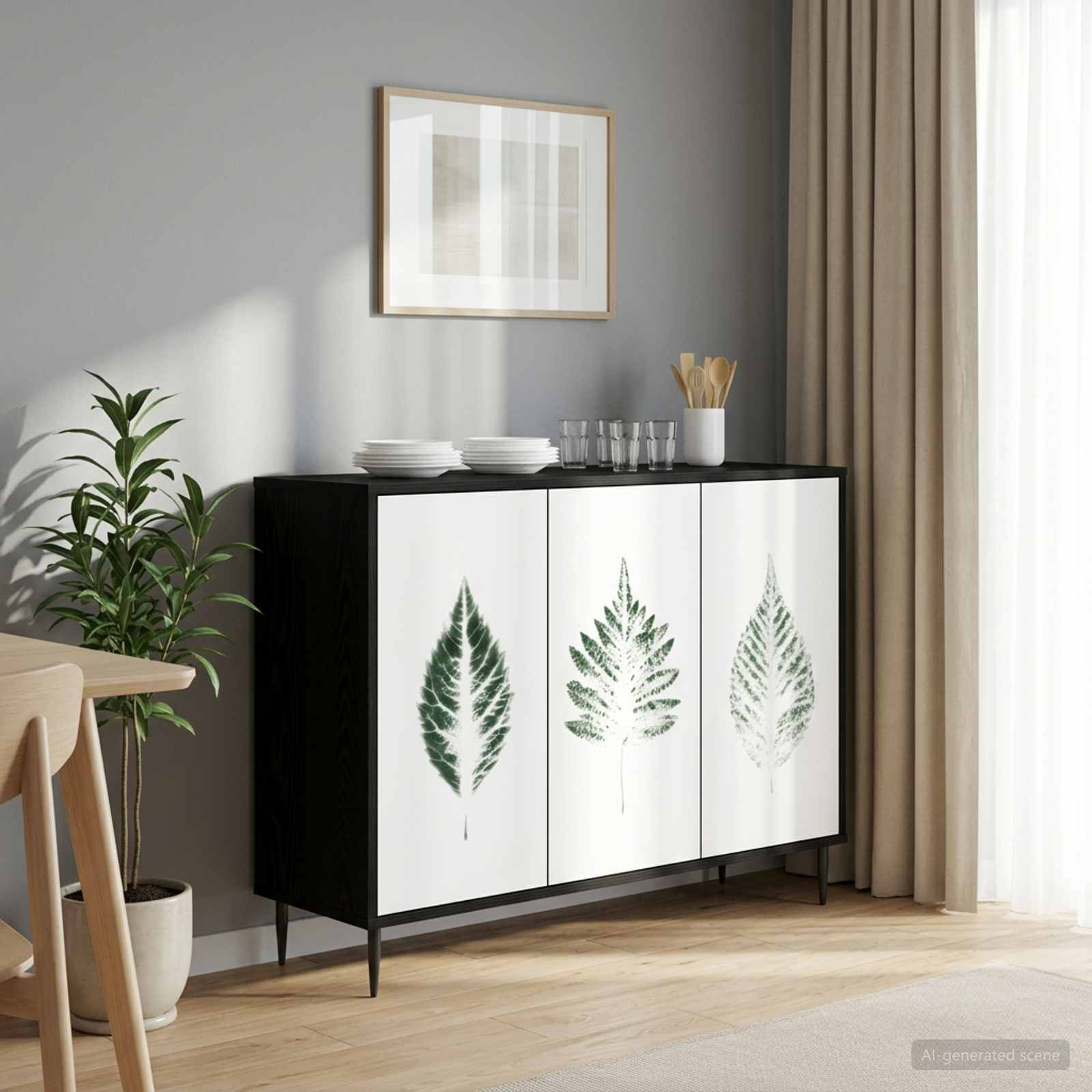 vidaXL Sideboard HANAU Schwarz Eichen-Optik 102 x 33 x 76 cm