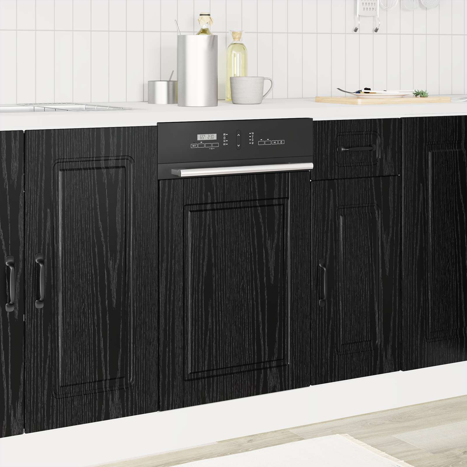 vidaXL Geschirrspülerfront PORTO Schwarz Eichen-Optik 45 x 1,5 x 57 cm