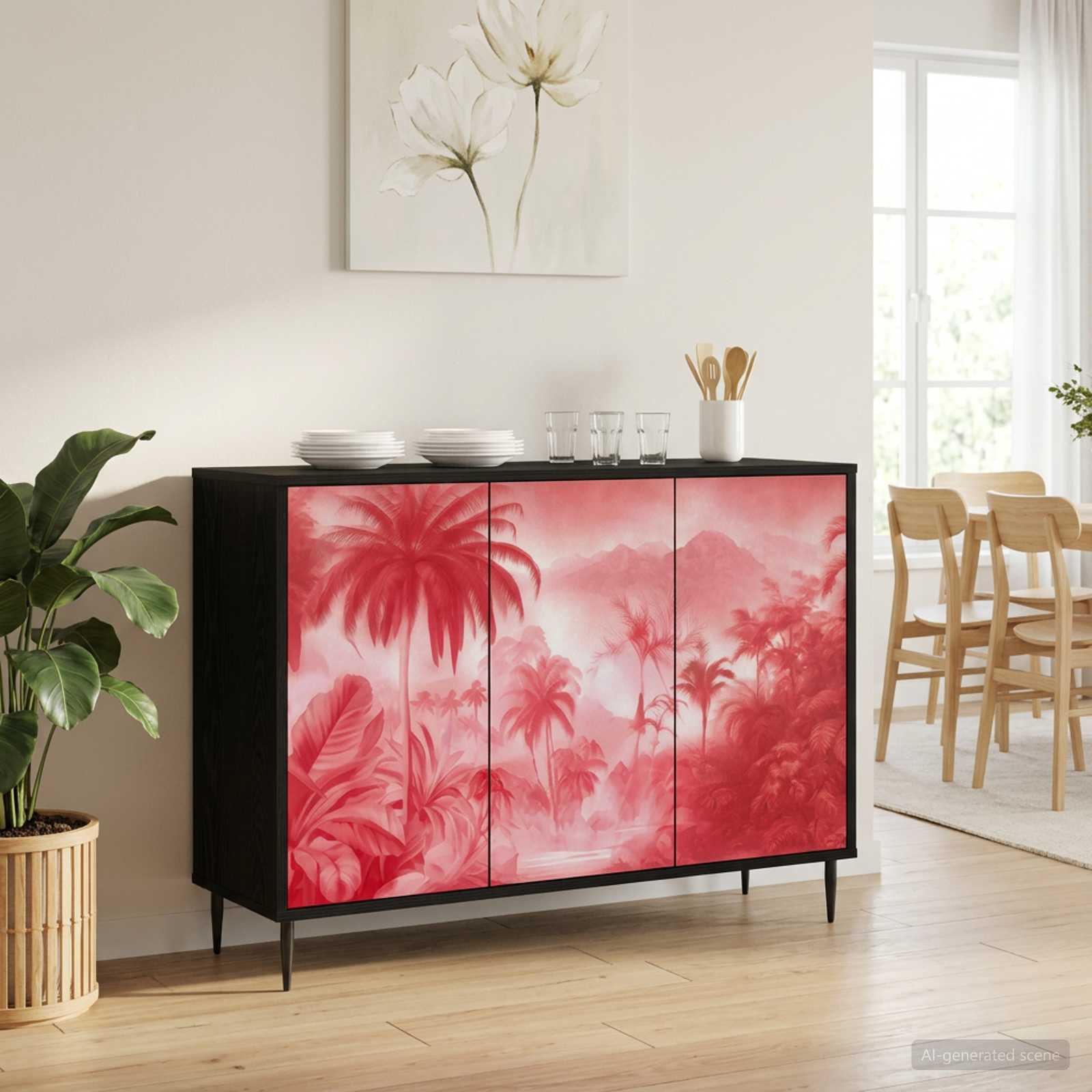 vidaXL Sideboard AACHEN Schwarz Eichen-Optik 102 x 33 x 76 cm