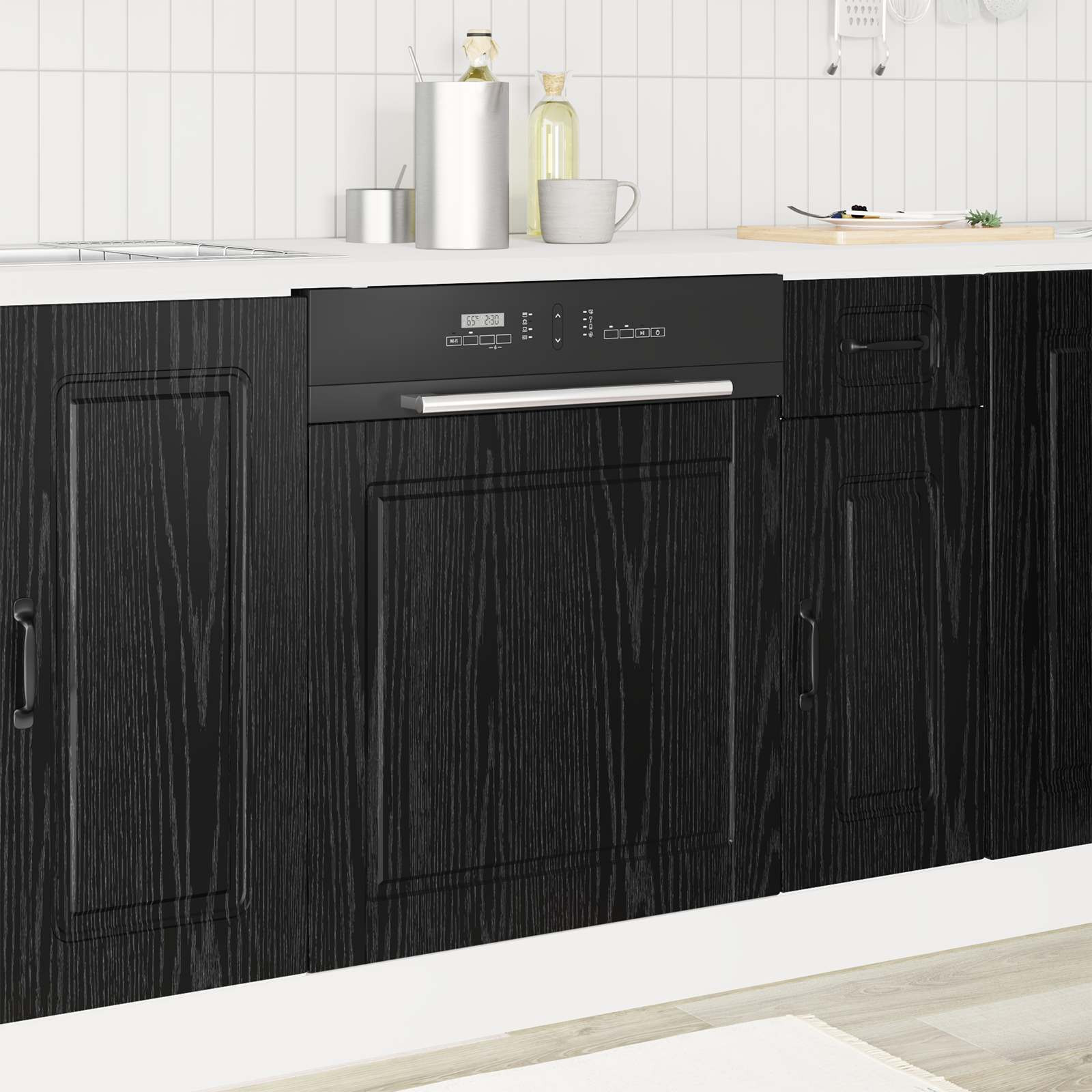 vidaXL Geschirrspülerfront PORTO Schwarz Eichen-Optik 60 x 1,5 x 57 cm